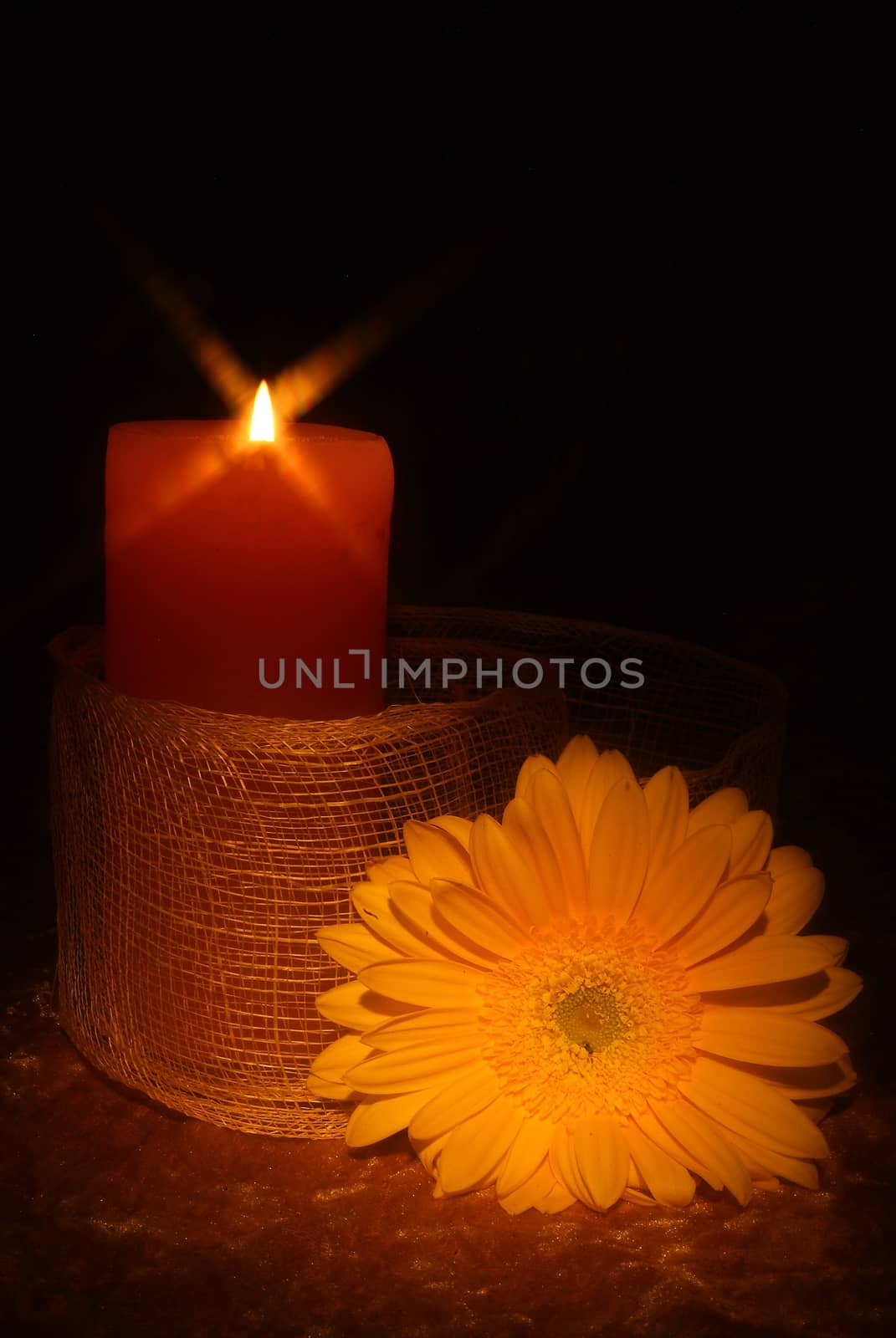 Candles flame close up on a black background