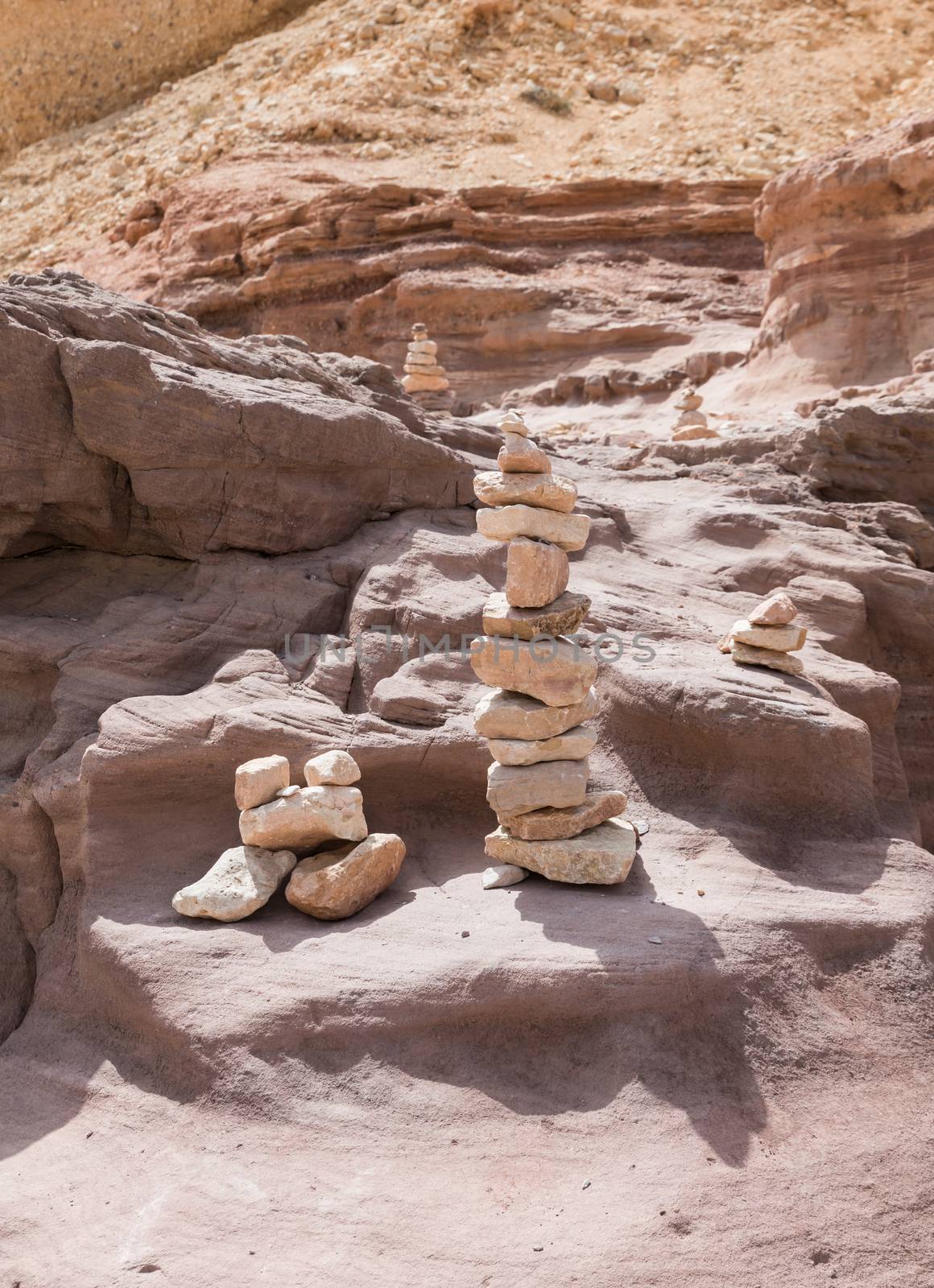 stack of stones in the red canyon in israel