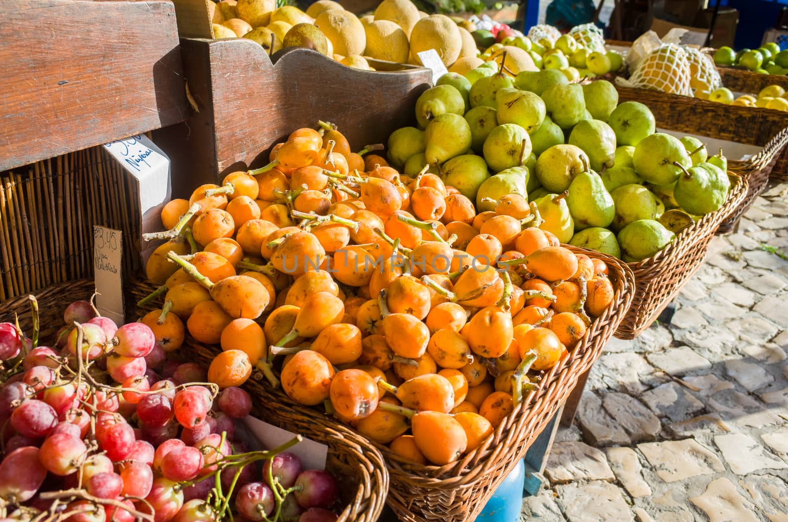 Fresh local fruits sold at local market at Sintra, Portugal