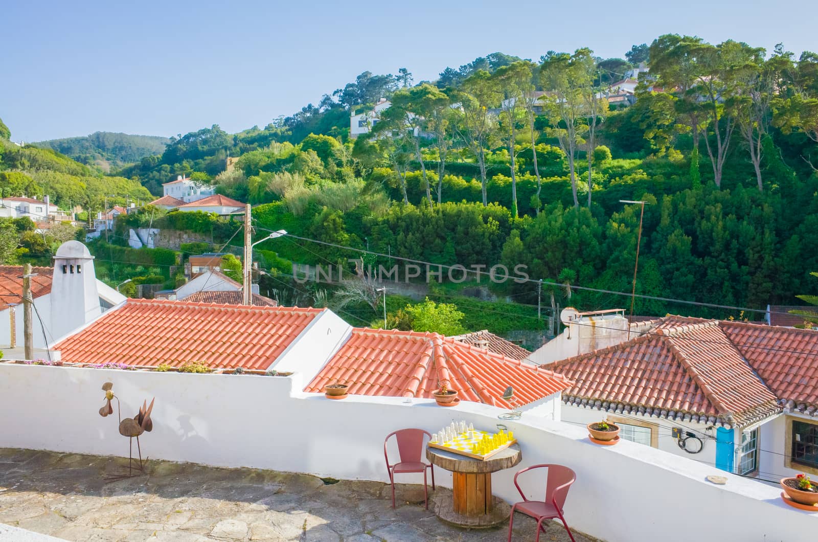 View of houses at mountainous Sintra, Portugal