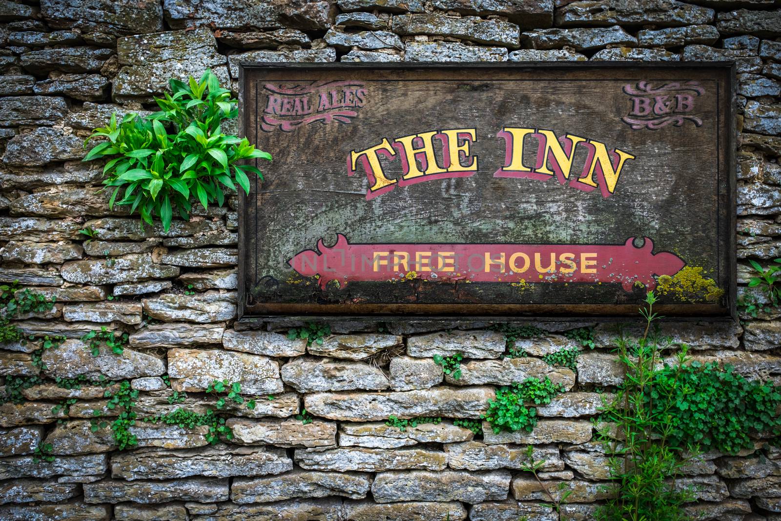 An Ancient Old Sign For A Typical English Inn And Pub And Bed And Breakfast