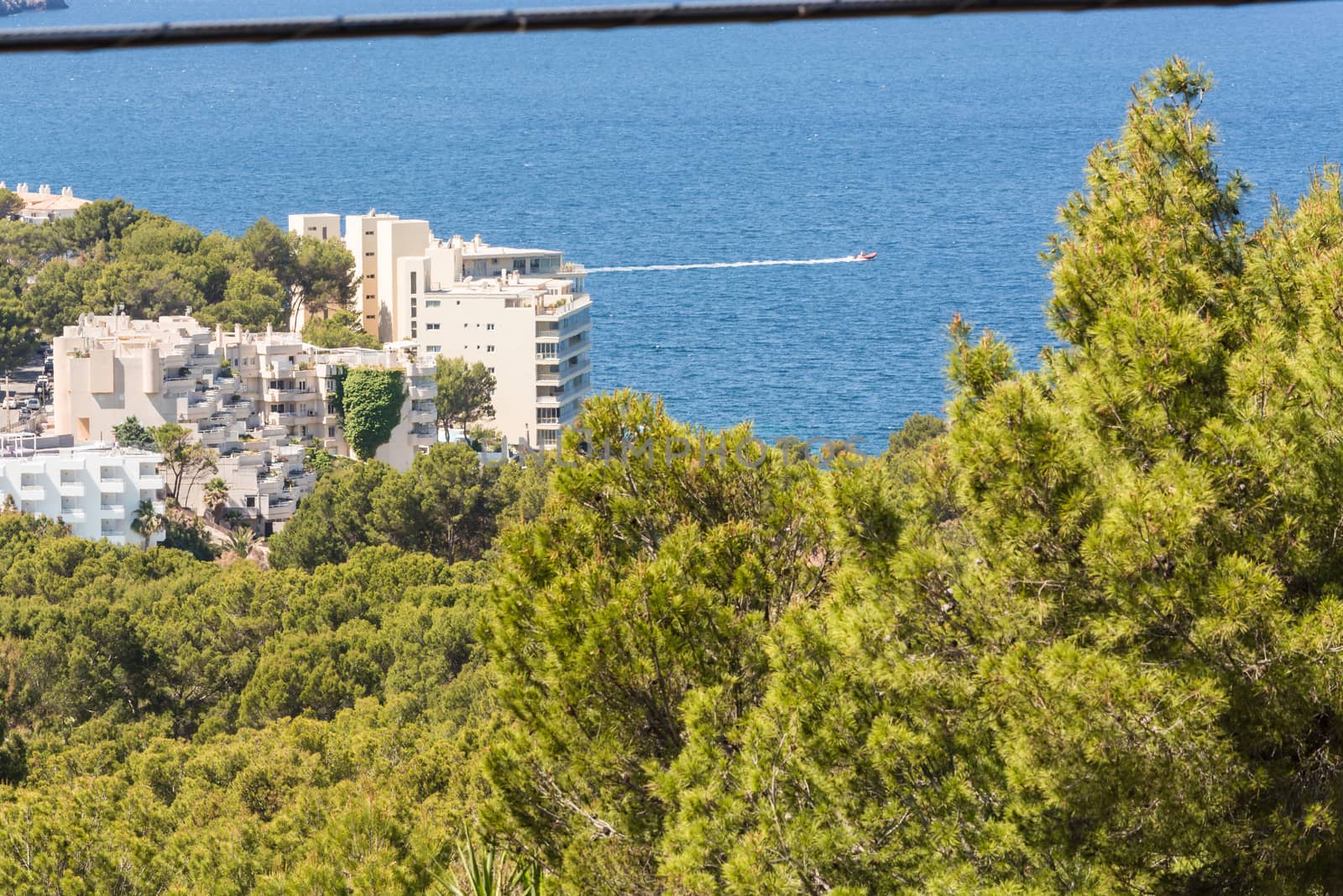 Panorama of the bay Paguera photographed from the mountain in Costa de la Calma.