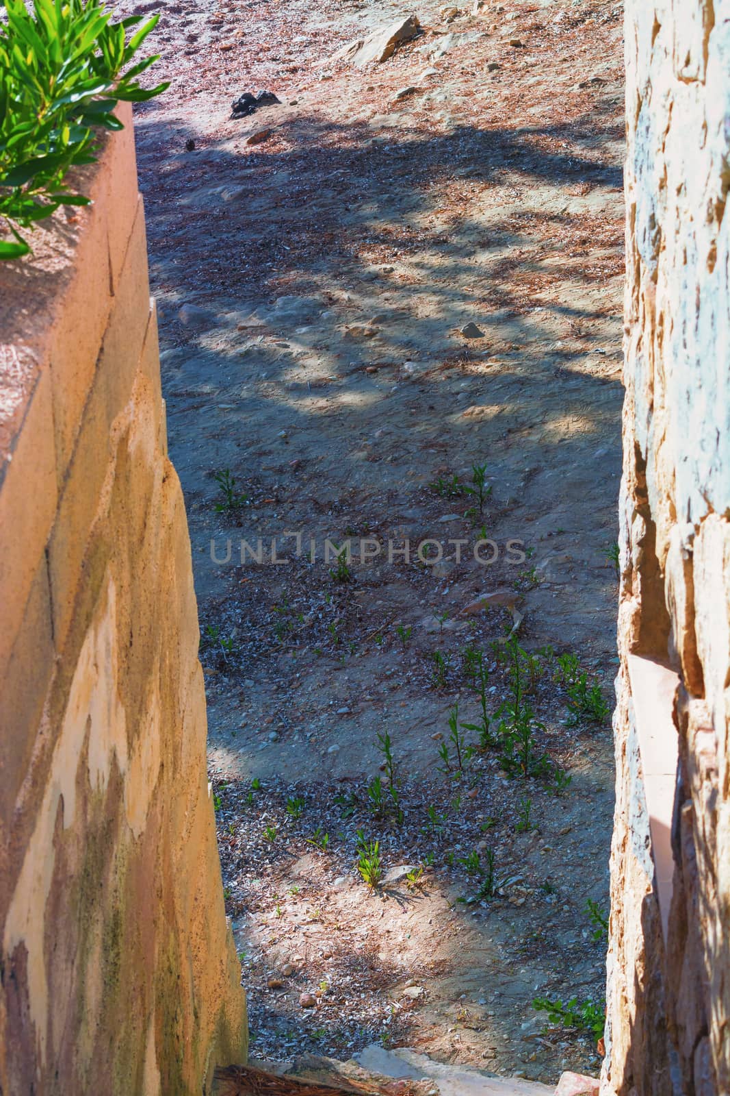 Narrow narrow external staircase to the bay and beach of Paguera