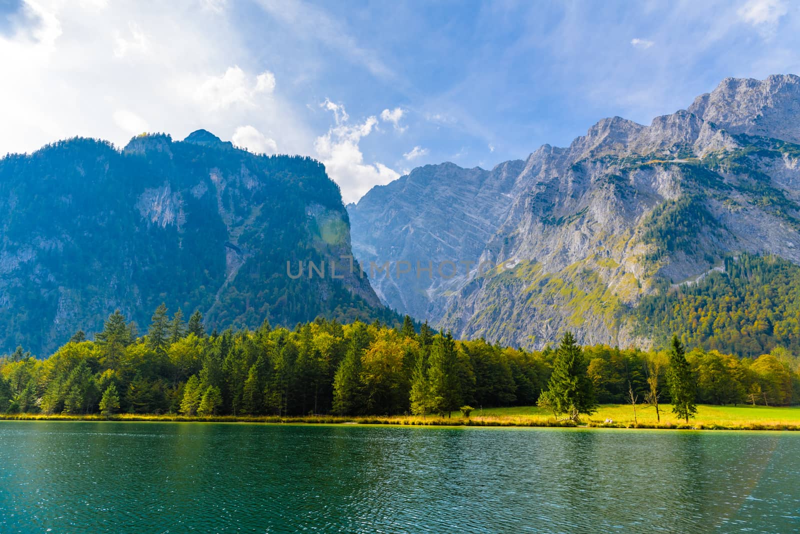Koenigssee lake with Alp mountains, Konigsee, Berchtesgaden National Park, Bavaria, Germany by Eagle2308