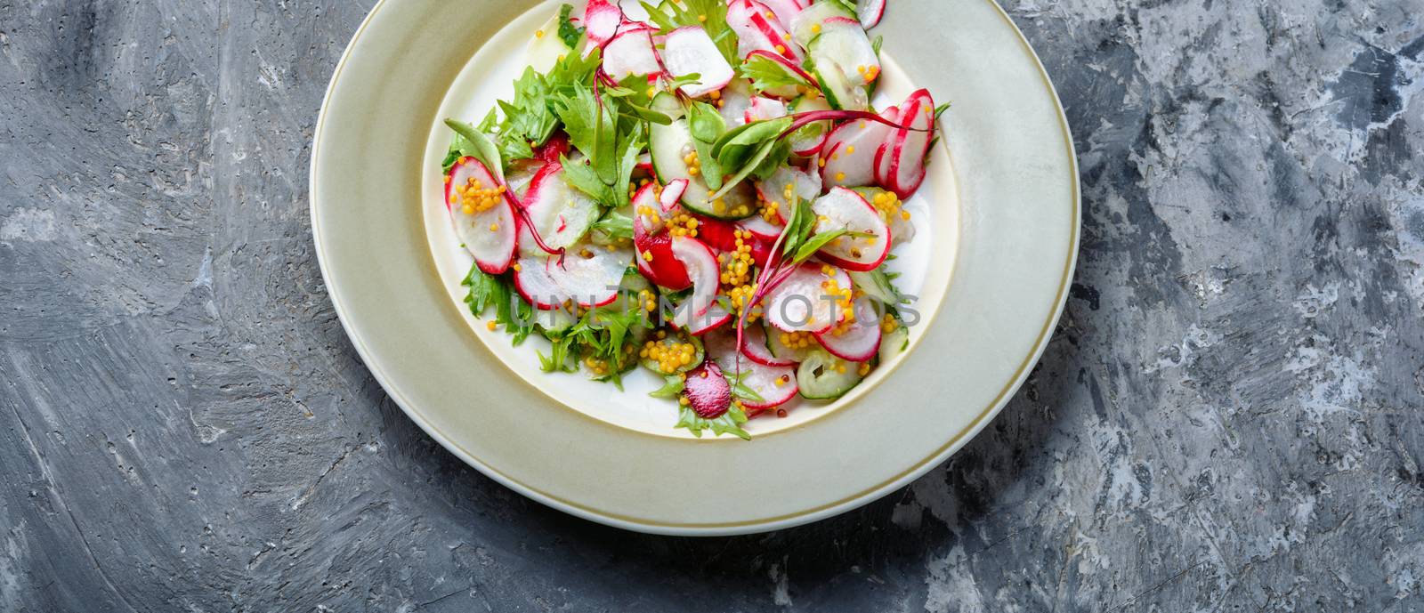 Fresh spring salad from radish.Vitamin spring salad