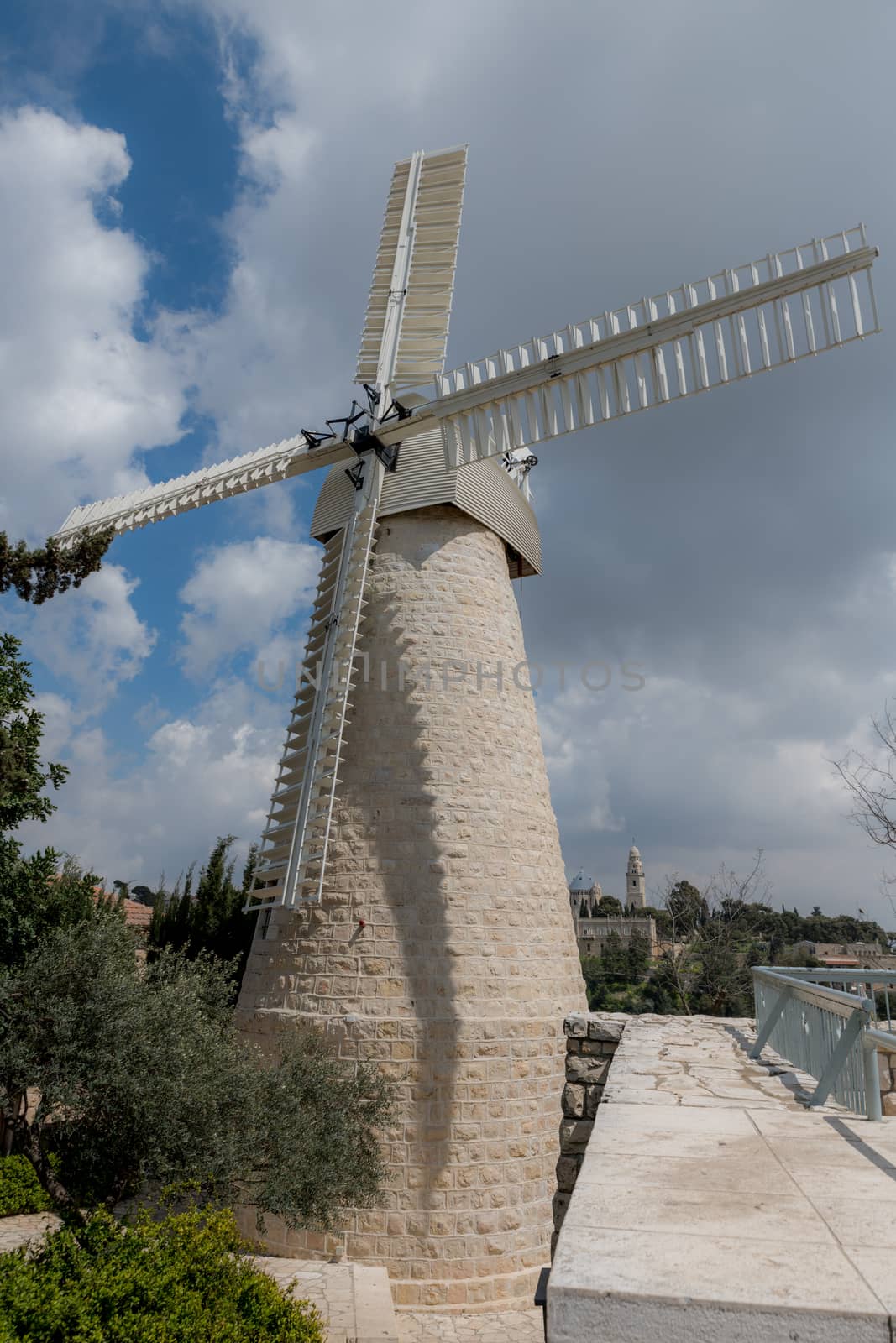 Montefiore Windmill in Yemin Moshe neighborhood.It is a famous landmark in Jerusalem, Israel.