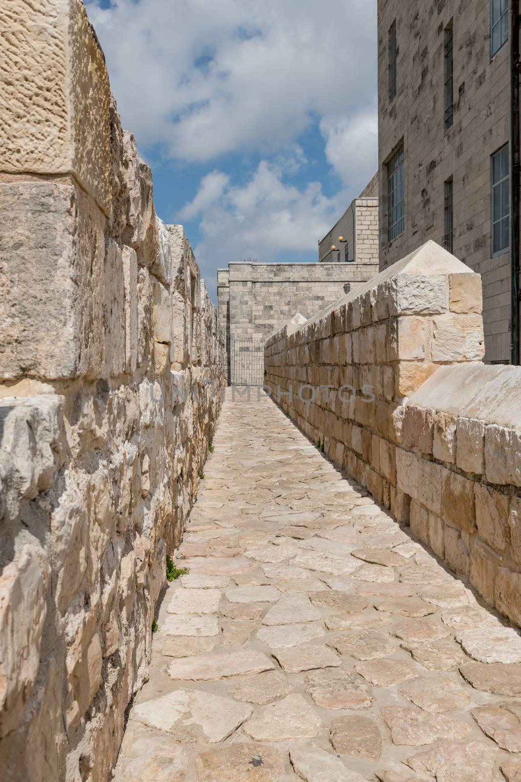 view from a walking tour over the western wall with view on the city