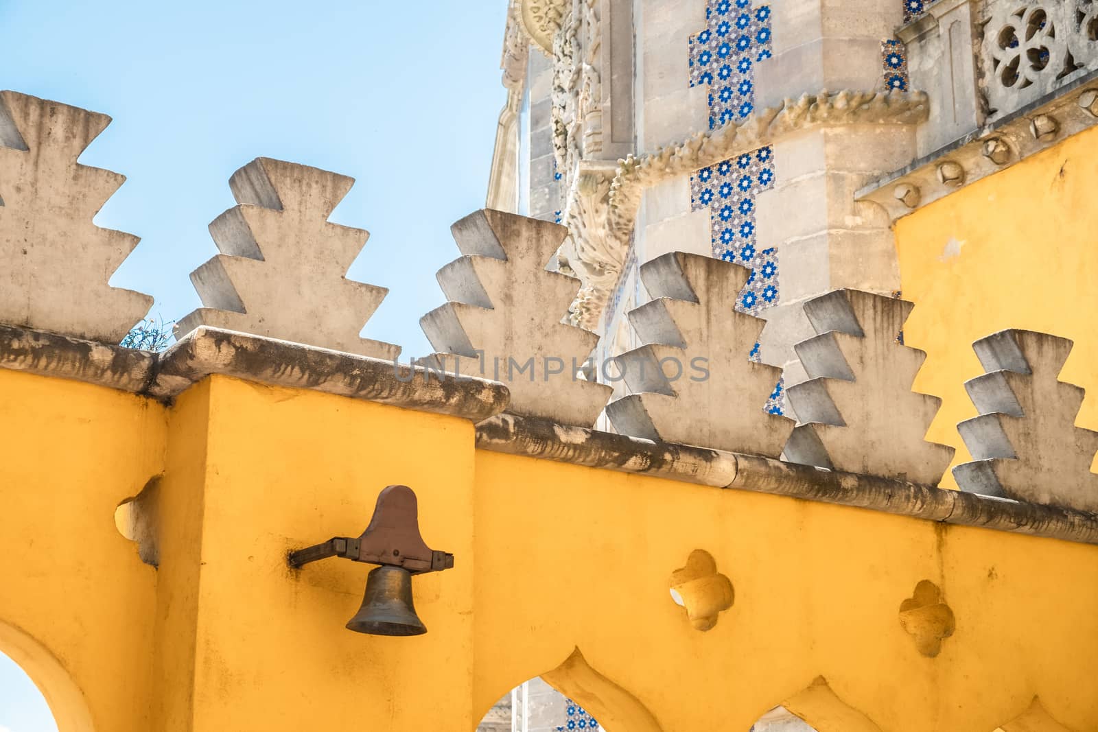 Close up view of Pena Palace at Sintra, Portugal.