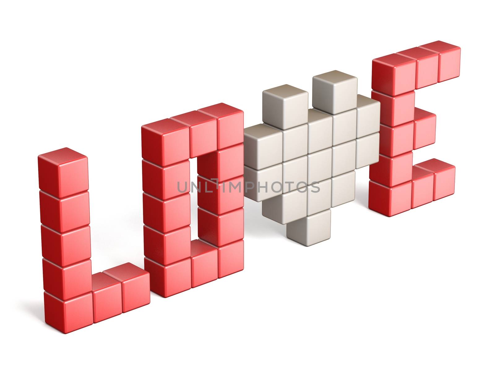 Pixels forming the word love 3D by djmilic