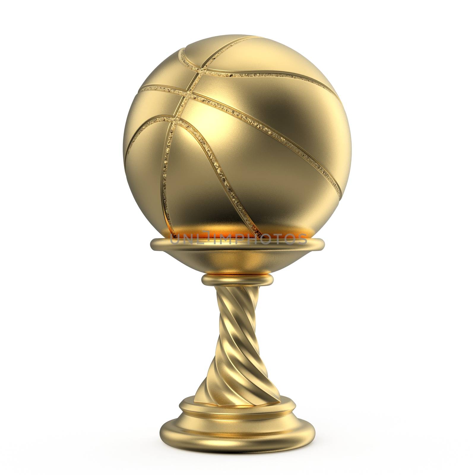 Gold trophy cup BASKETBALL 3D render illustration isolated on white background