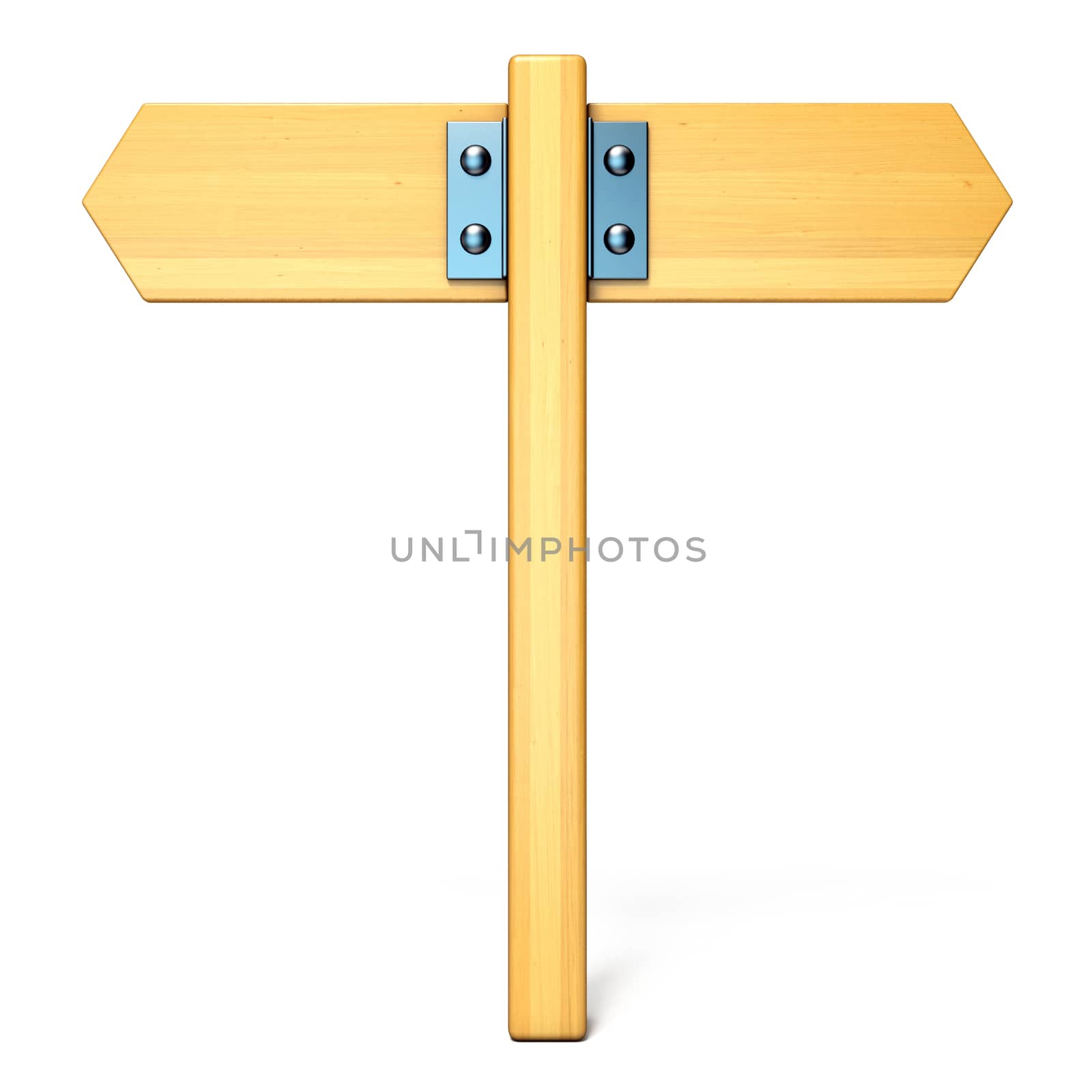 Wooden sign two ways 3D render illustration isolated on white background