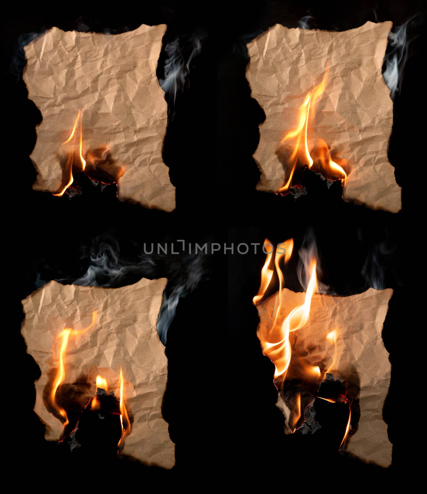 burning piece of crumpled paper  by anankkml