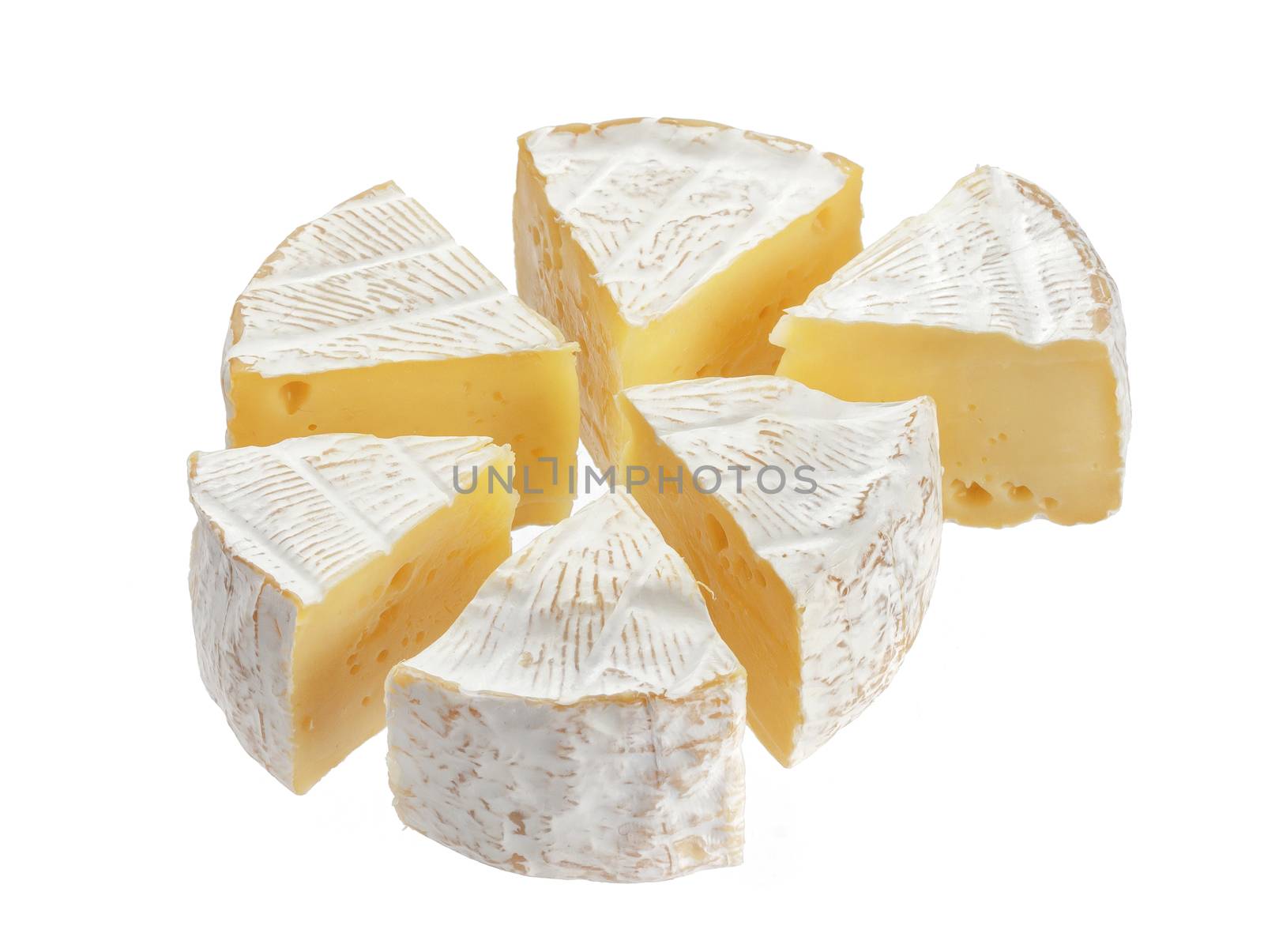 Camembert cheese segments isolated on white background by xamtiw
