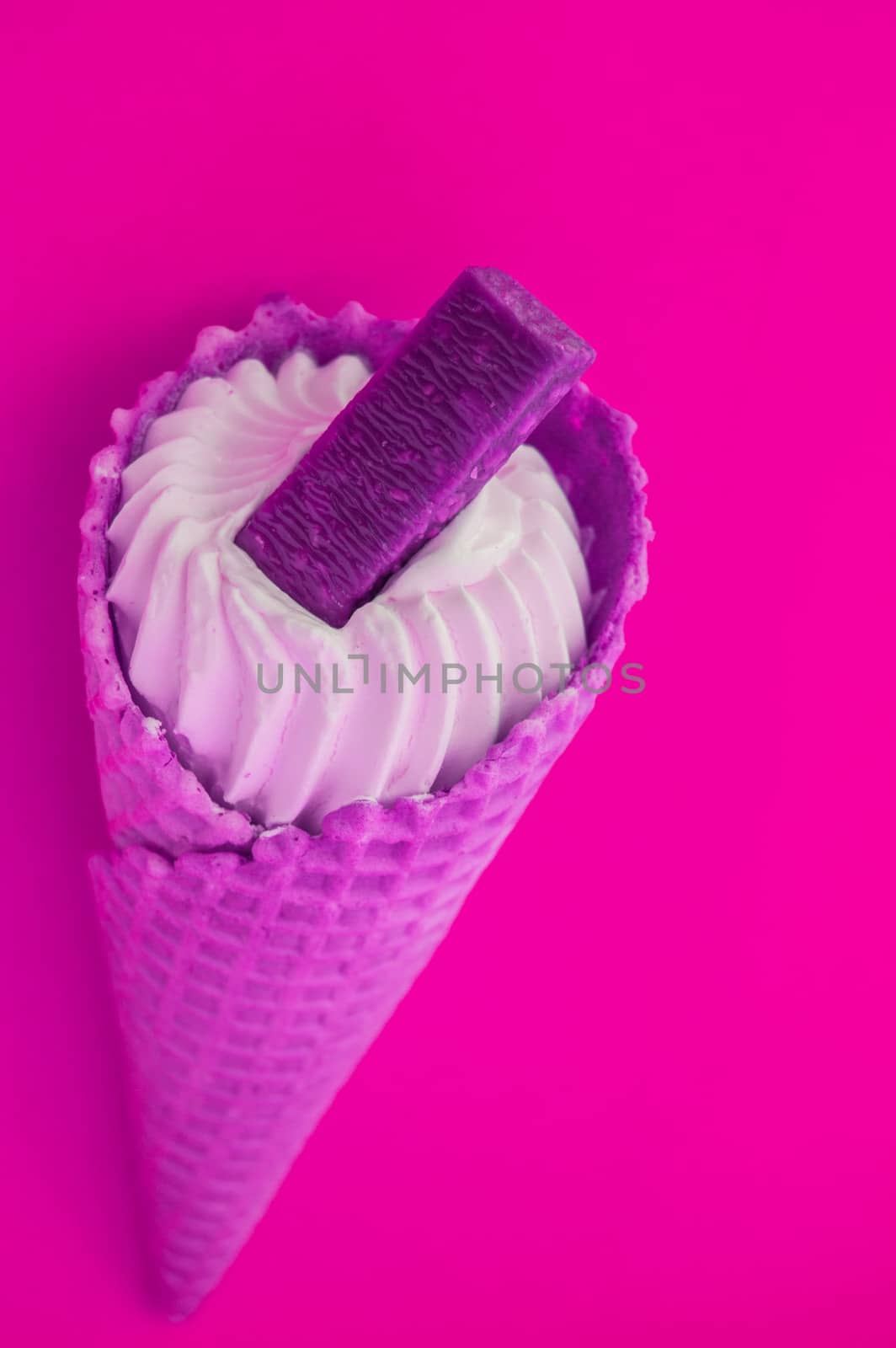 Ice cream CONE NEON COLORS pop art Flatley art, hot pink background by claire_lucia