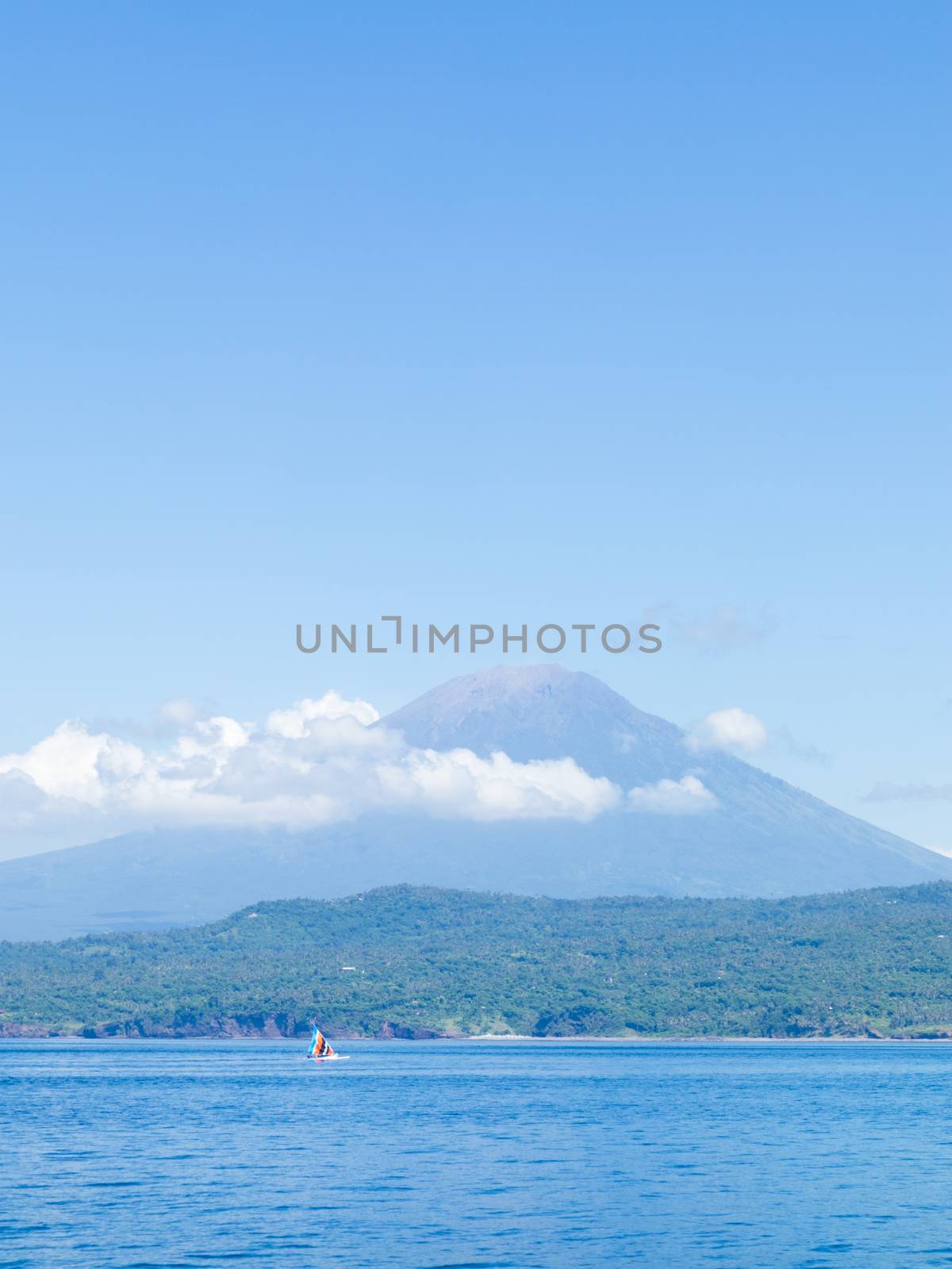 Agung volcano view from the sea. Bali island, Indonesia by kasto