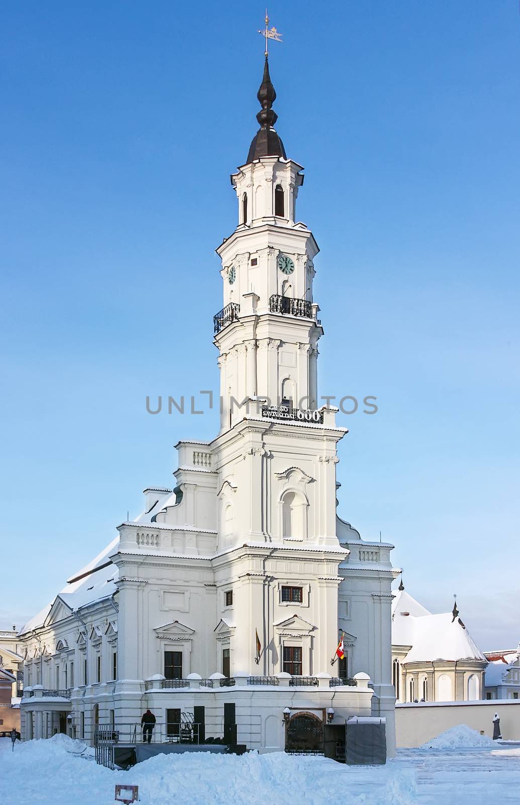 The Town Hall of Kaunas stands in the middle of the Town Hall Square at the heart of the Old Town, Kaunas, Lithuania.