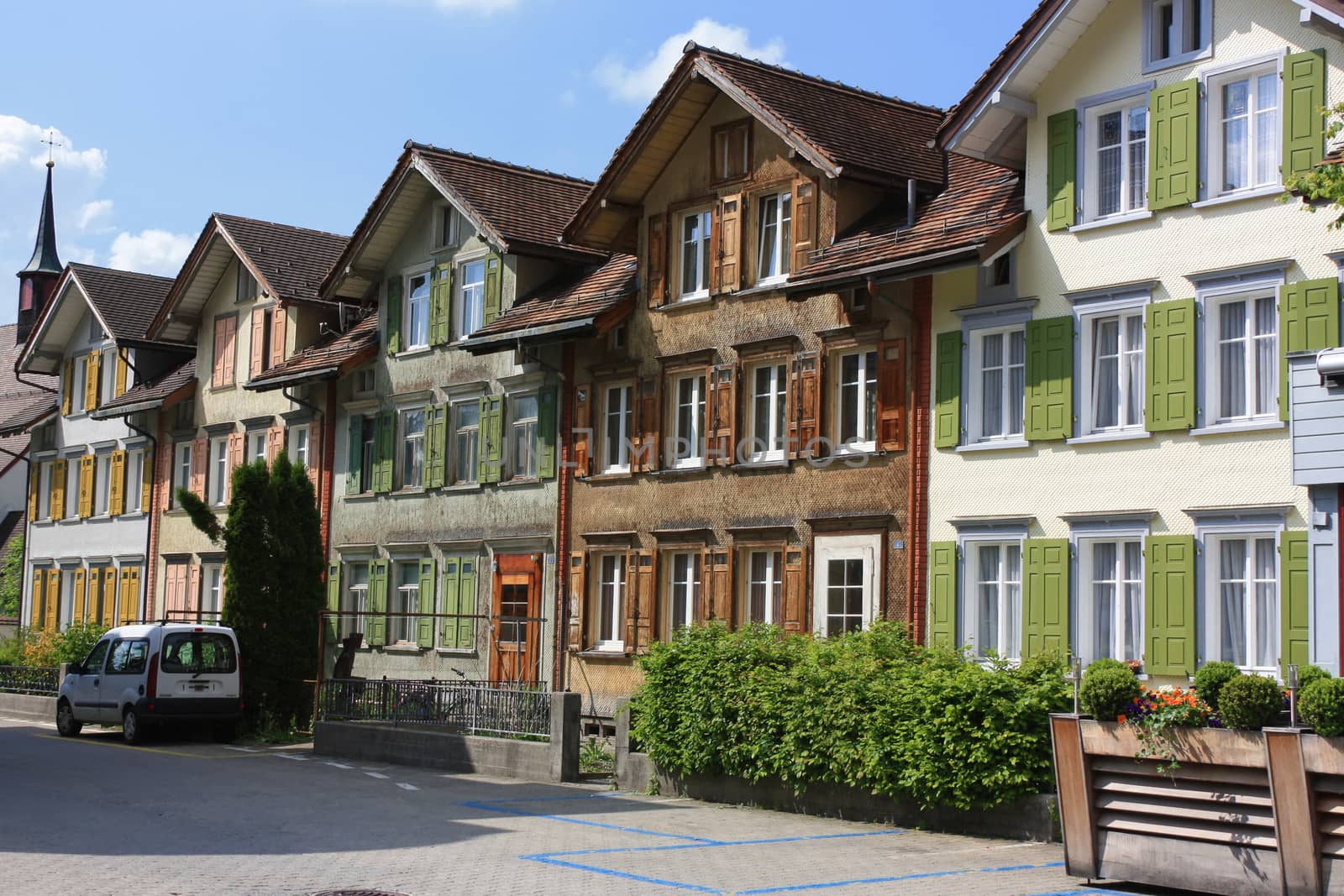 Wooden houses in the local style in Appenzel city