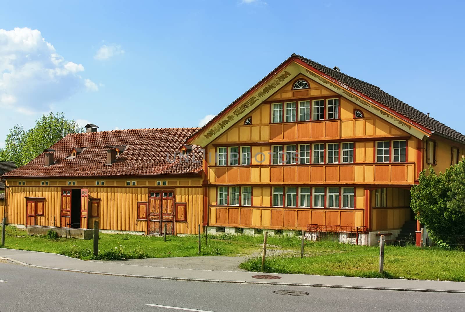 Wooden house in the local style in Appenzel city,Switzerland