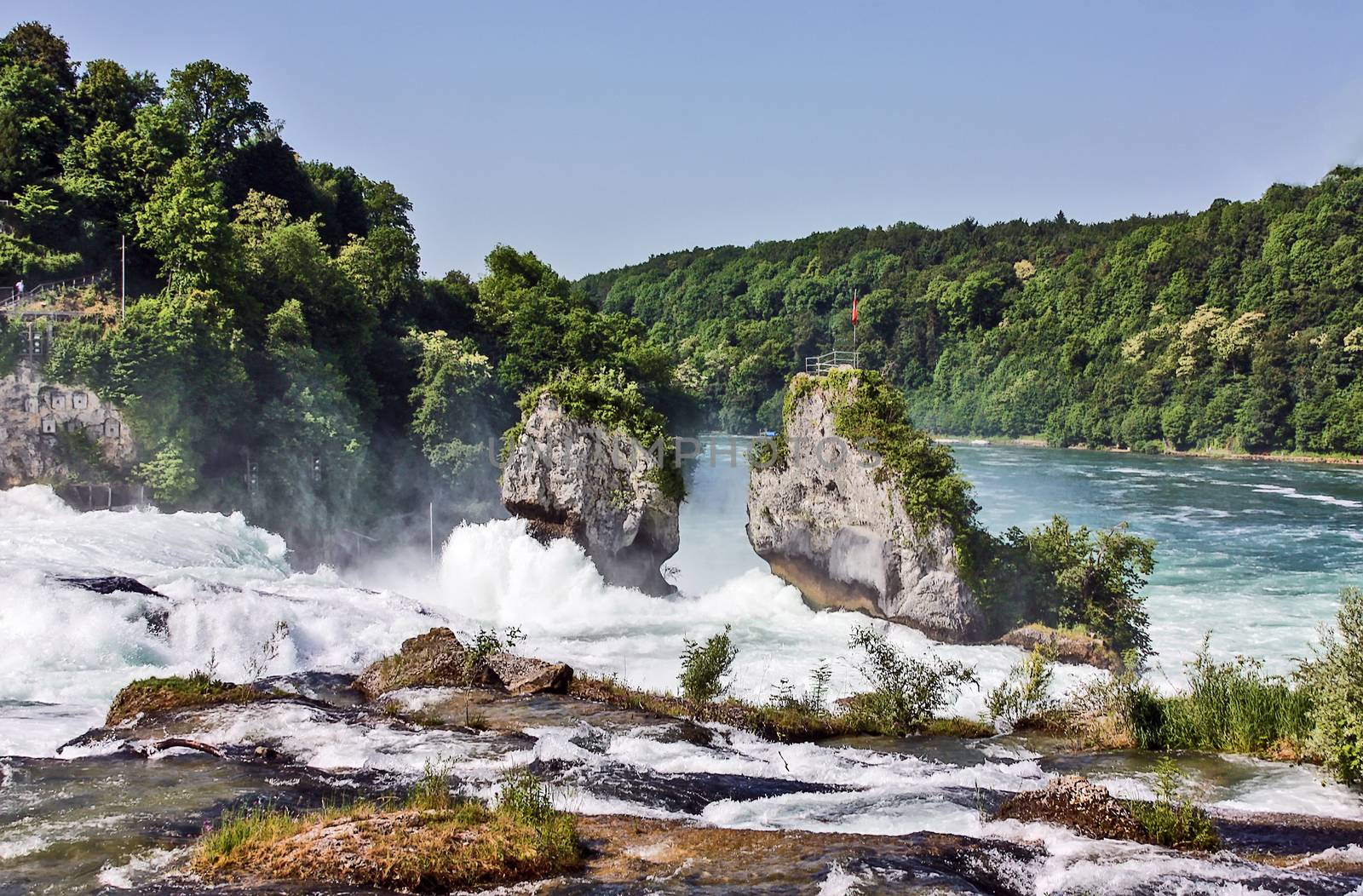 The Rhine Falls is the largest plain waterfall in Europe.