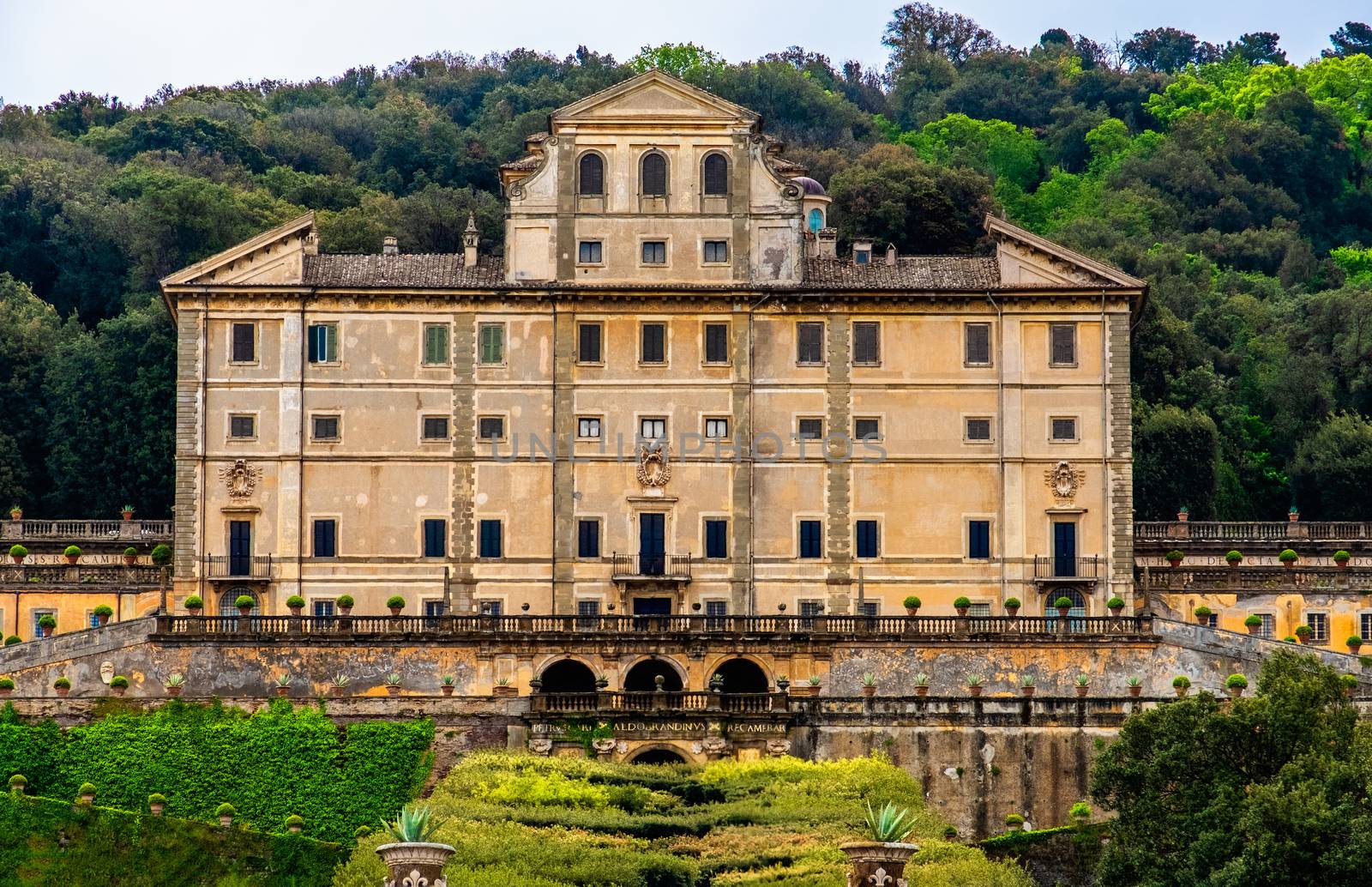 nobility historic palace in Frascati - Villa Aldobrandini - Rome province landmarks in Lazio - Italy .