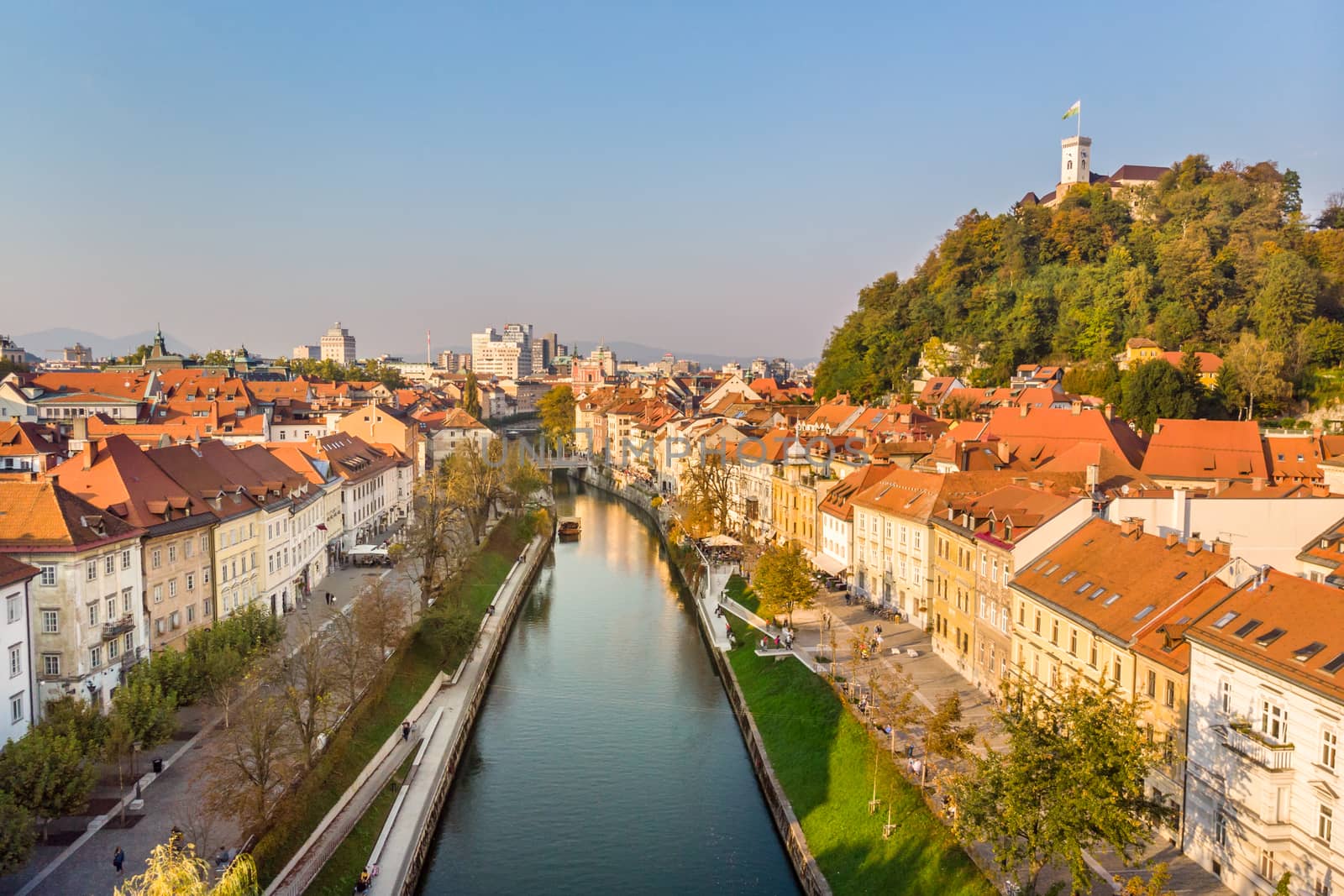 Cityscape of Ljubljana, capital of Slovenia in warm afternoon sun. by kasto