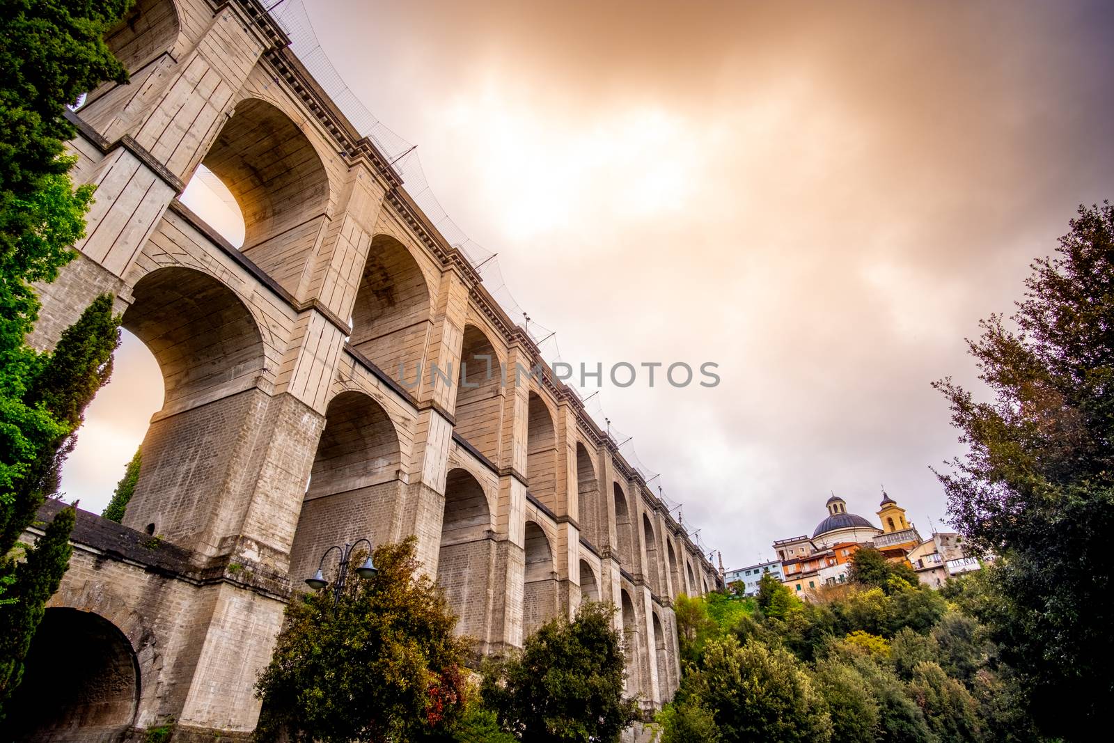 monumental bridge of Ariccia - Rome province in Lazio - Italy .