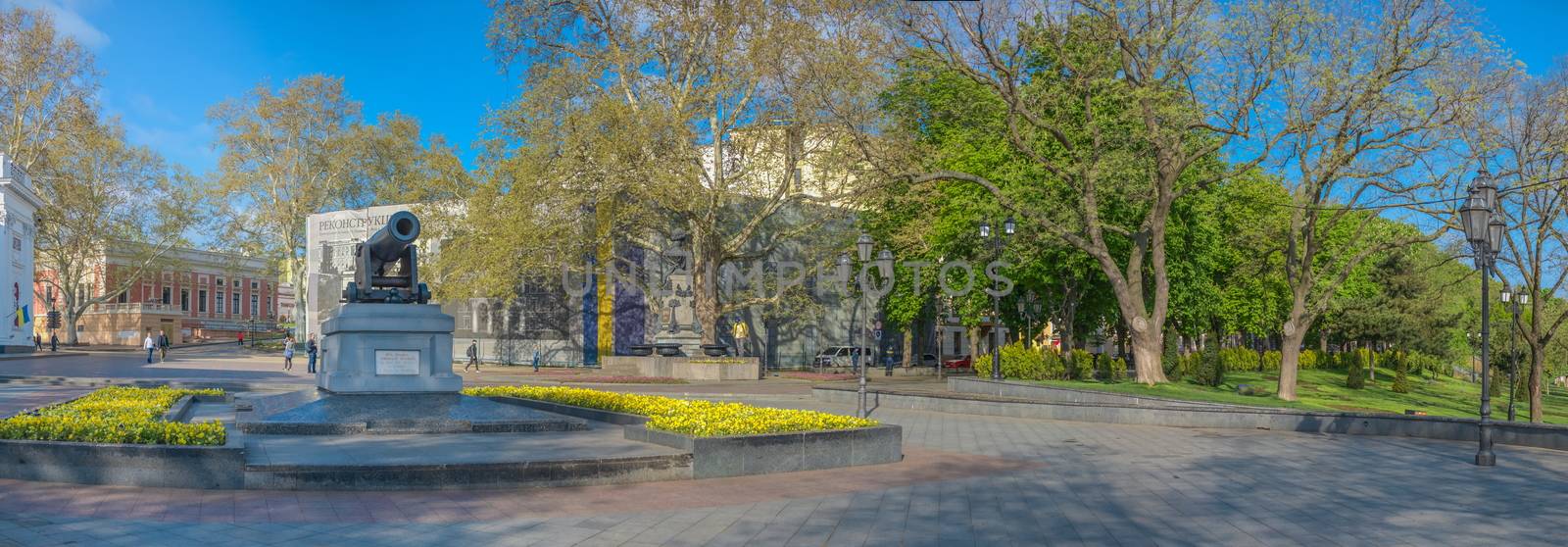 Odessa, Ukraine - 02.05.2019. Spring in Odessa. Panoramic view of Primorsky boulevard