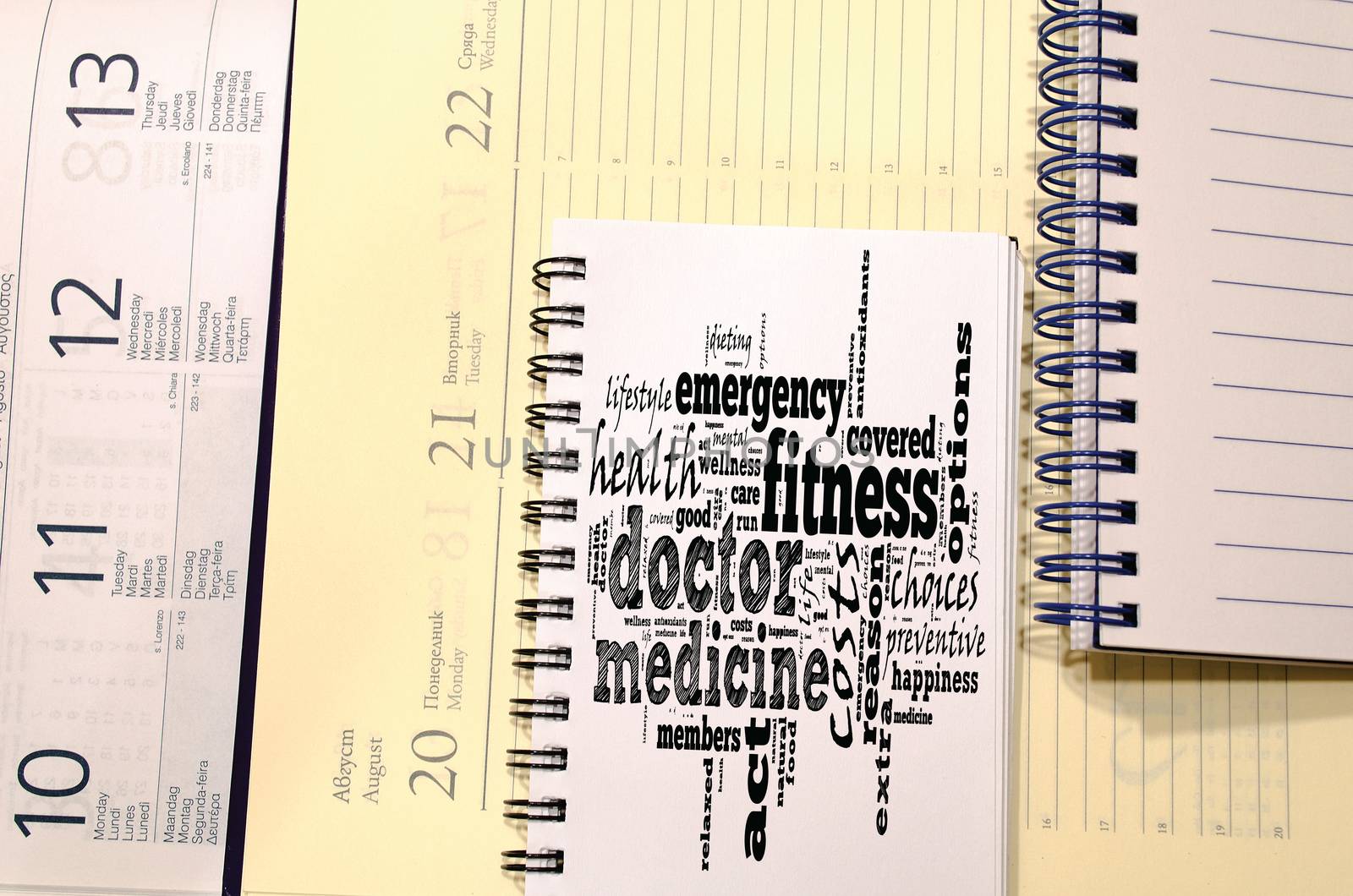 Doctor word cloud collage over notepad background