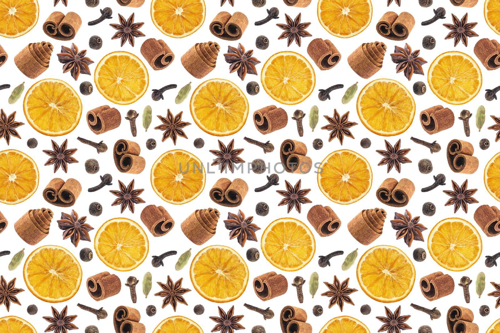 Seamless pattern of christmas spices for decoration. Ingredients by xamtiw