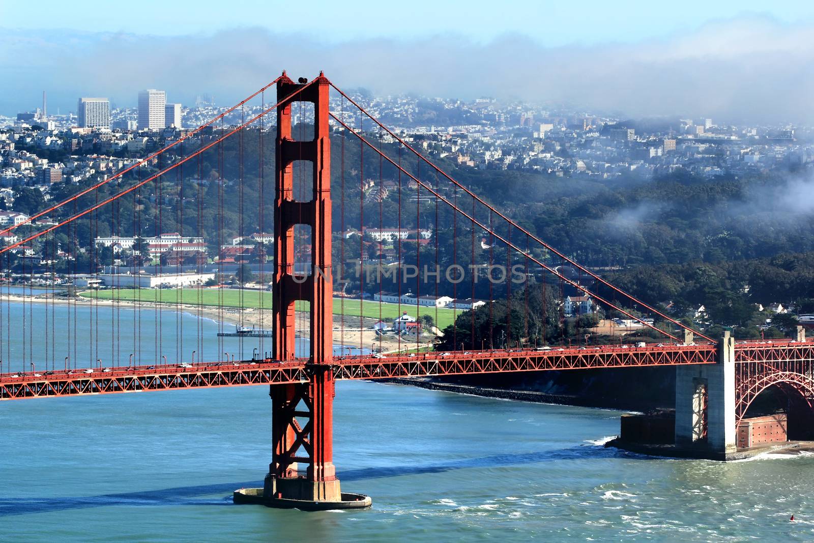 Golden Gate Bridge and San Francisco Bay, seen from Marin Headlands.
