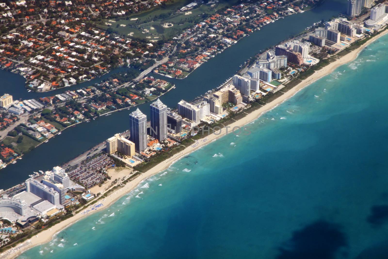 Miami coastline seen from high altitude