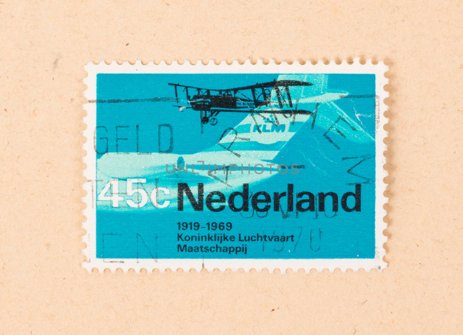 THE NETHERLANDS 1970: A stamp printed in the Netherlands shows 5 by michaklootwijk