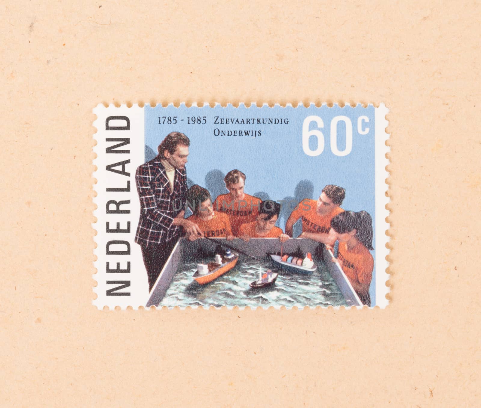 THE NETHERLANDS 1985: A stamp printed in the Netherlands shows the dutch Maritime school, circa 1985