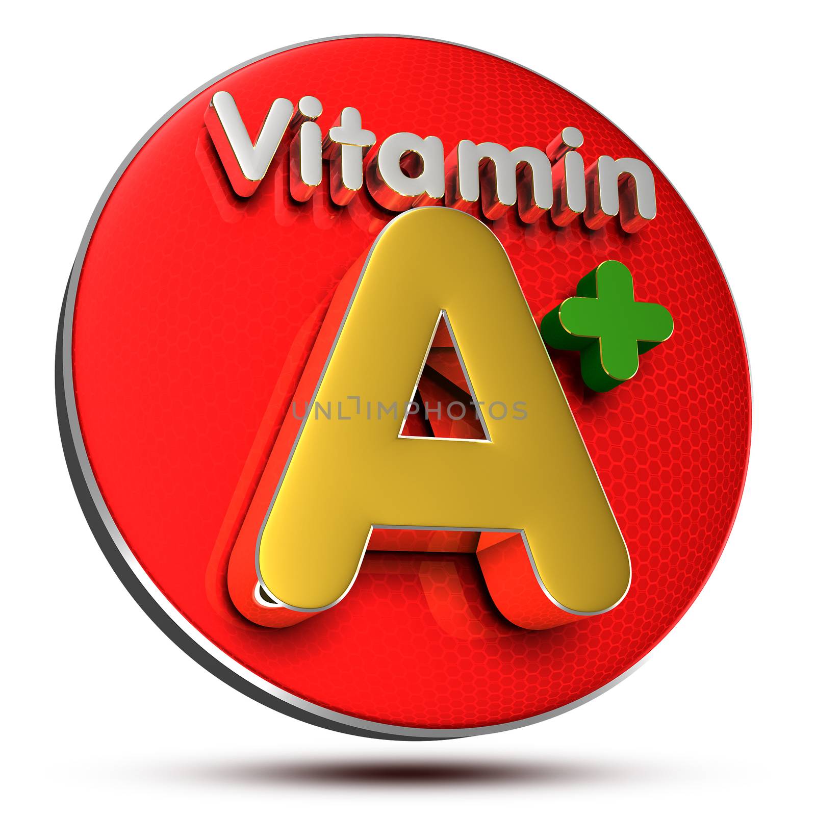 Vitamin A 3D rendering on white background.(with Clipping Path).