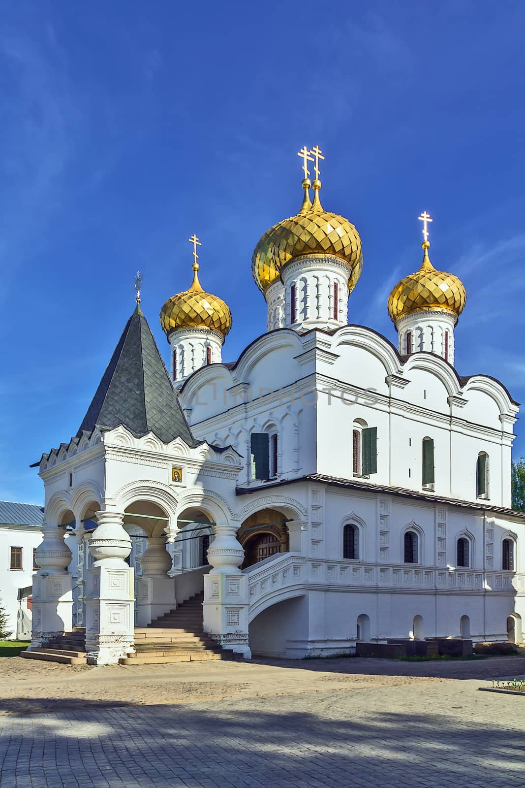 Trinity Cathedral . The Ipatiev Monastery is a male monastery, situated on the bank of the Kostroma River just opposite the city of Kostroma. It was founded around 1330