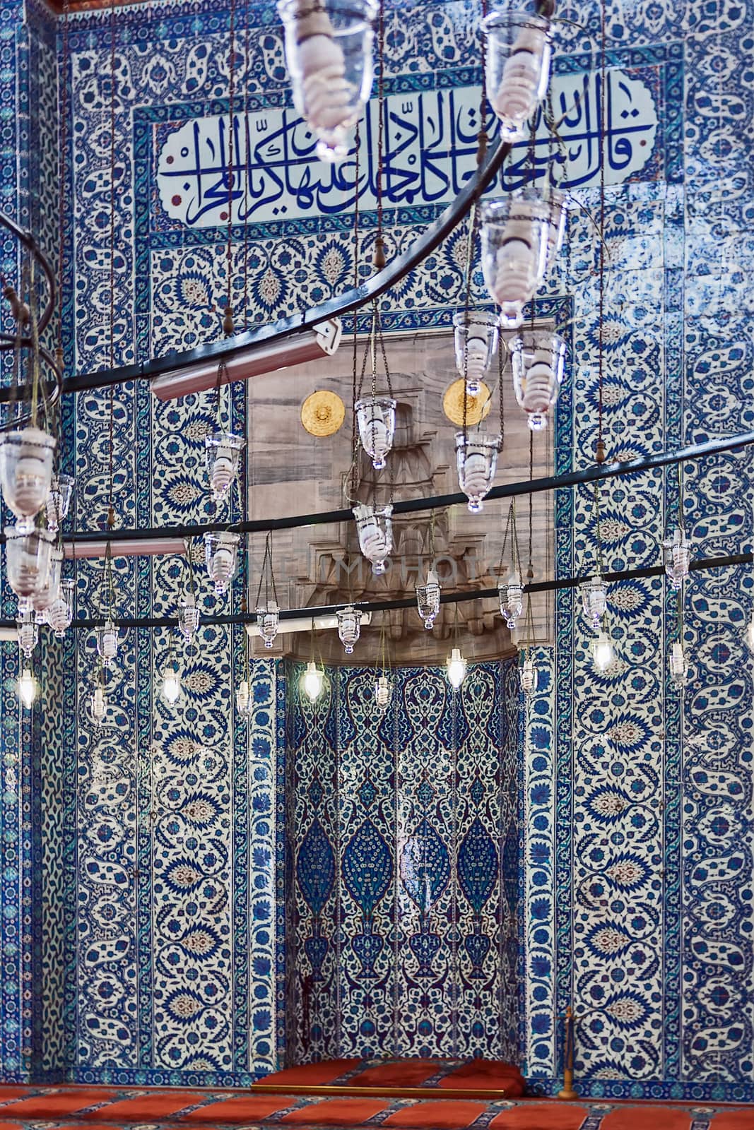 The mihrab. The Rustem Pasha Mosque is famous for its large quantities of exquisite decorated tiles.