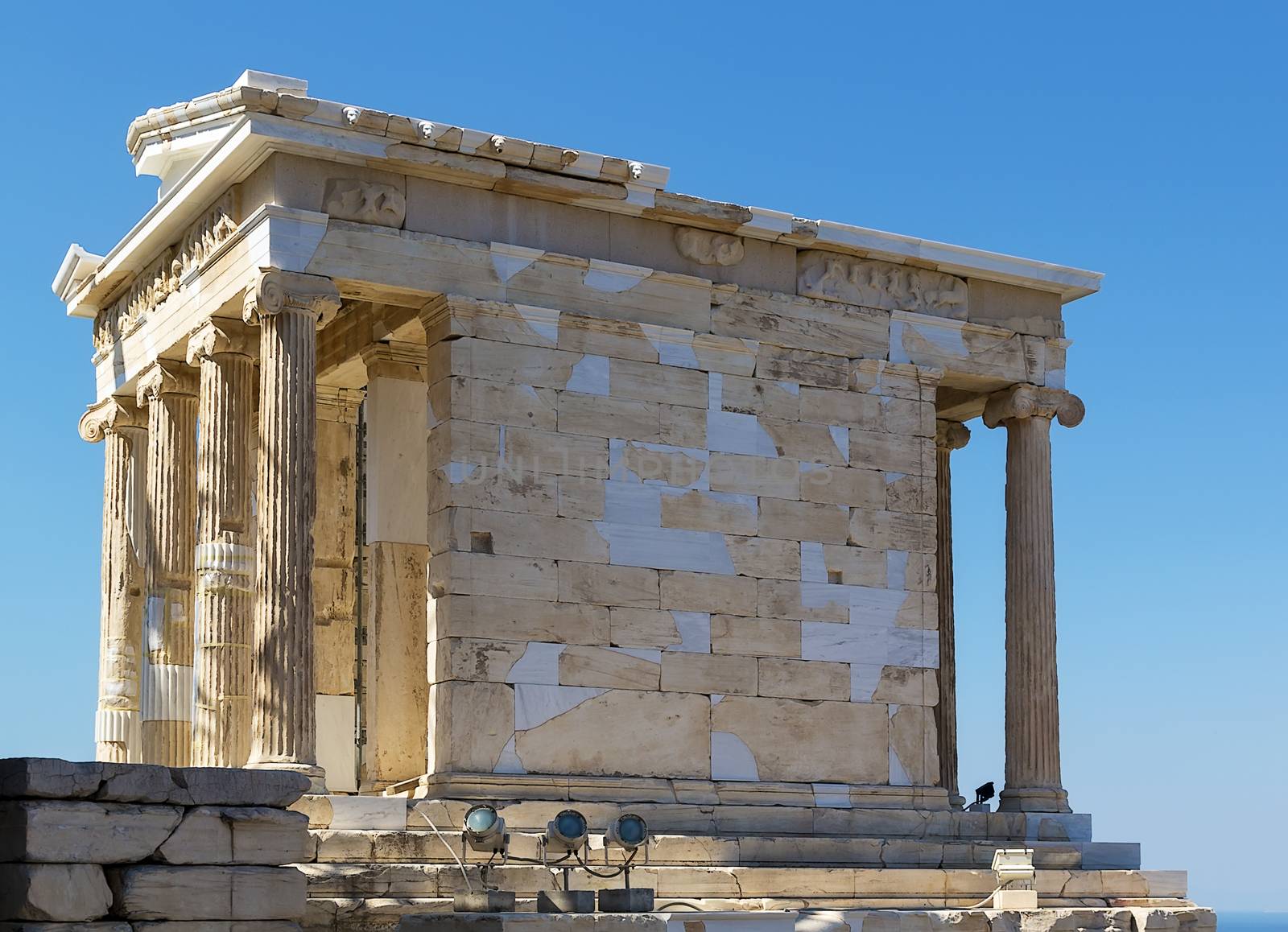 The Temple of Athena Nike is a temple on the Acropolis of Athens. Built between 427 and 424 BC, the temple is the earliest fully Ionic temple on the Acropolis