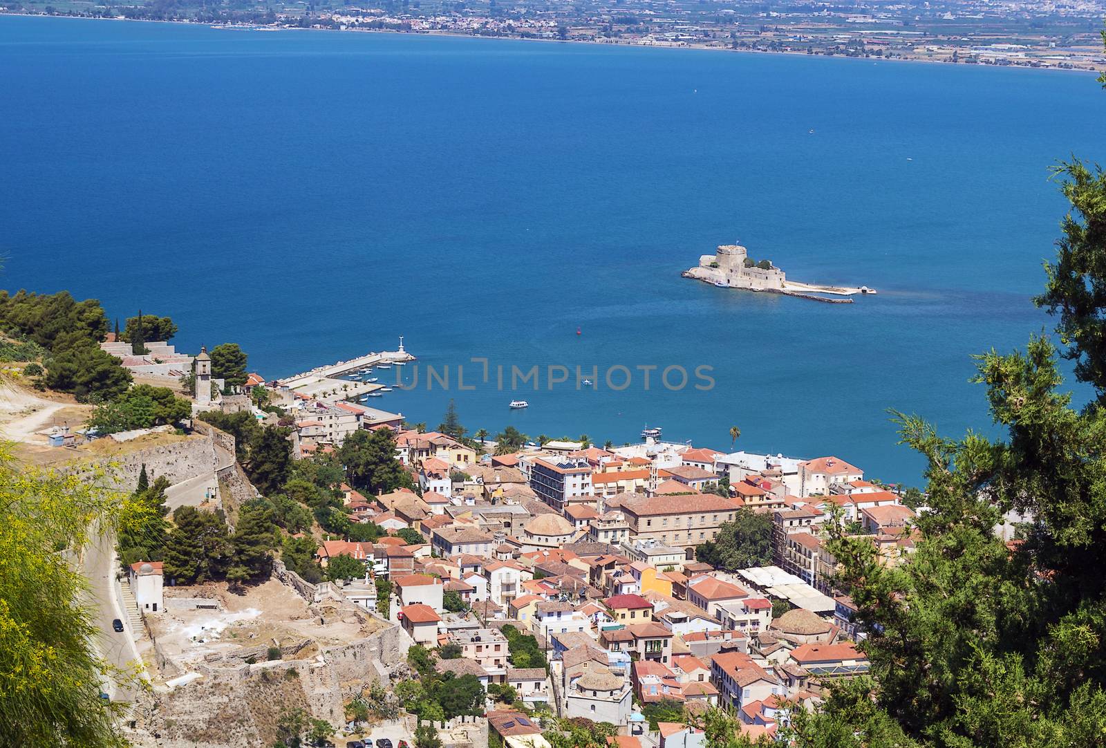 View of the old part of the city of Nafplio from Palamidi castle, Greece