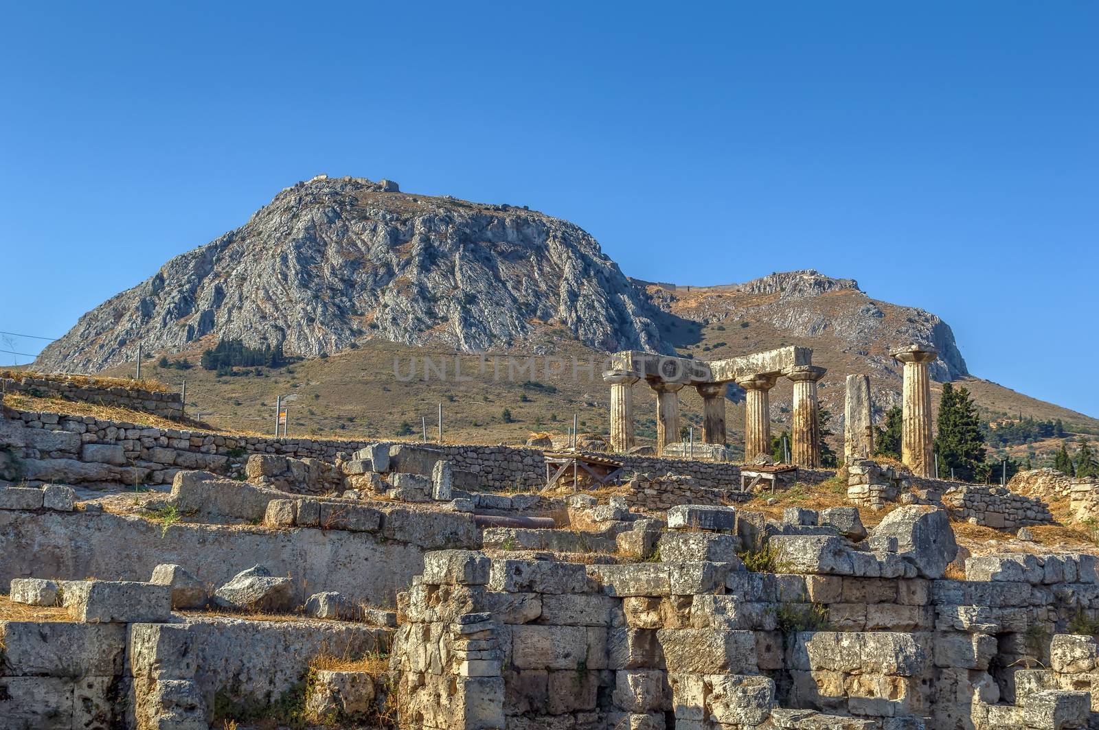 Temple of Apollo in ancient Corinth, Greece by borisb17