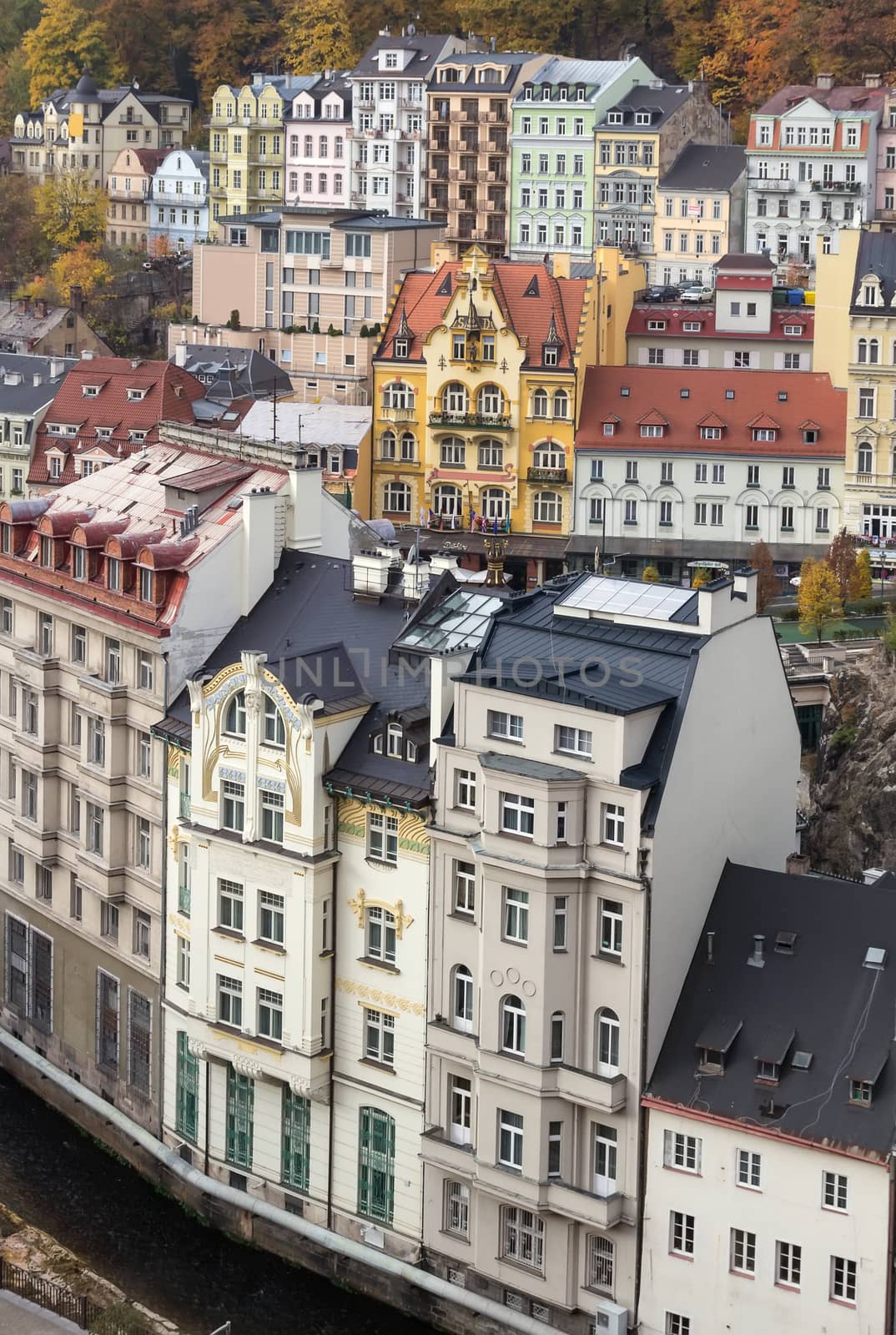 Cityscape of historical center of Karlovy Vary