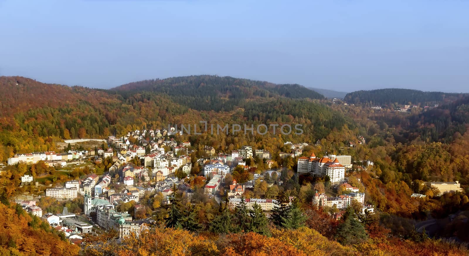 Panorama of Karlovy Vary from a hill