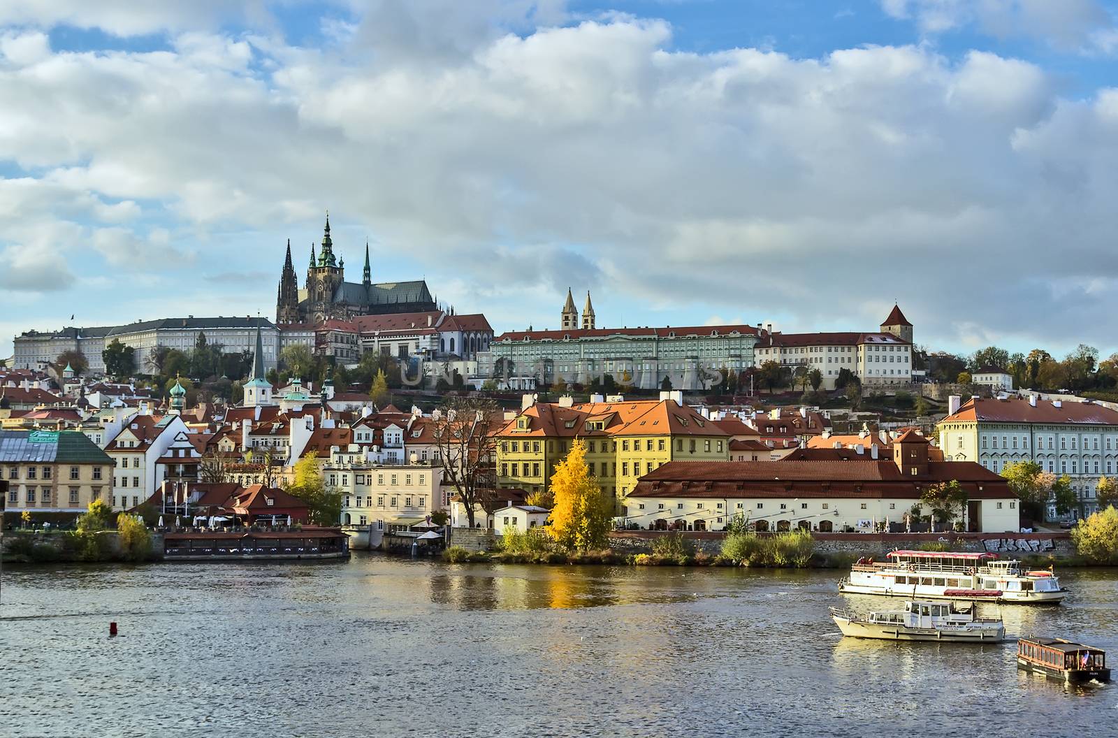 view on Prague castle from Charles Bridge