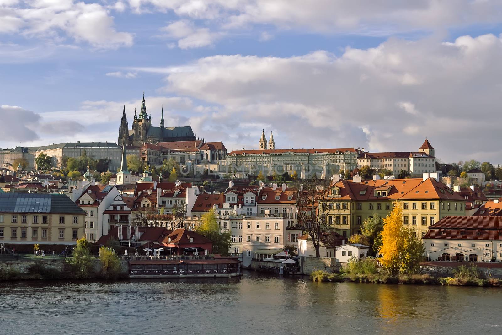 view on Prague castle from Charles Bridge