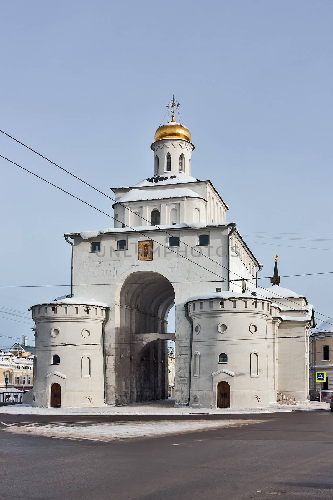 The Golden Gate of Vladimir constructed between 1158 and 1164, is the only preserved instance of the ancient Russian city gates