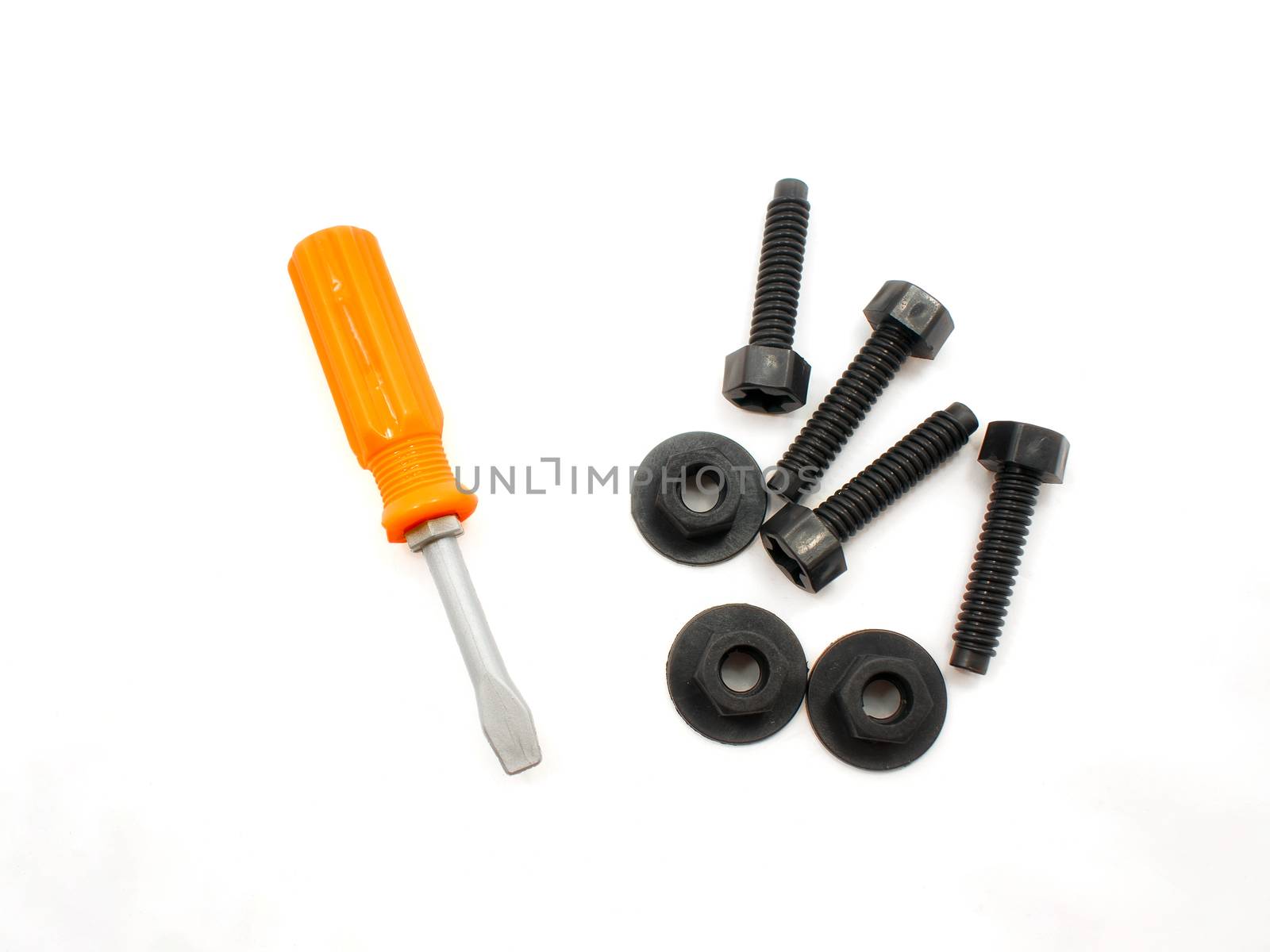 Set of Children's Screwdriver, Screws and Nuts