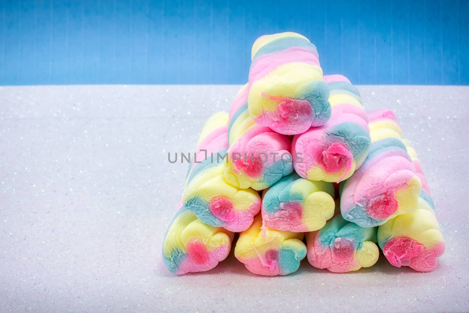 Pile of Colorful marshmallow with Sweet Fillings