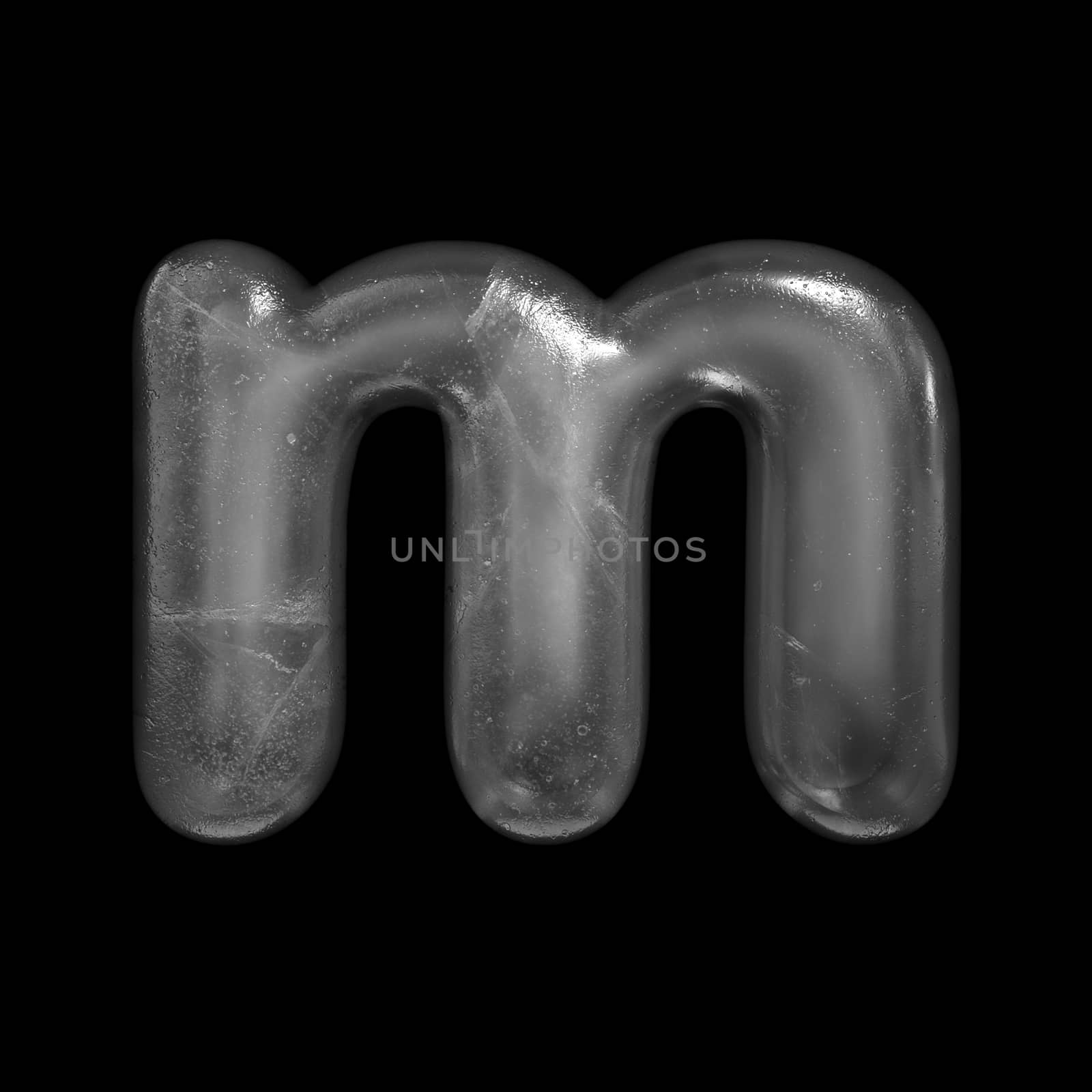 Ice letter M - Small 3d Winter font isolated on black background. This alphabet is perfect for creative illustrations related but not limited to Nature, Winter, Christmas...