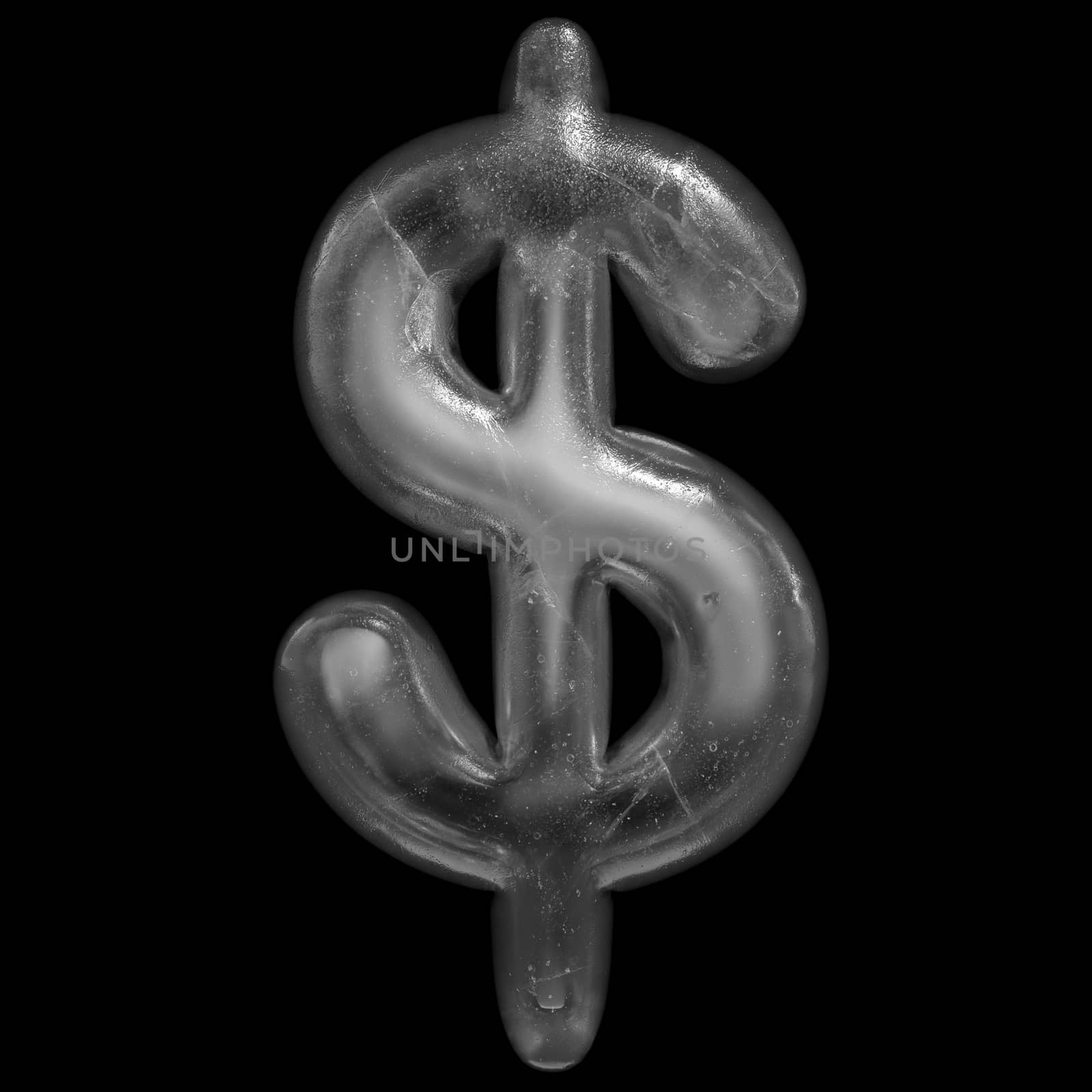 Ice dollar currency sign - Business 3d Winter symbol - Suitable for Nature, Winter or Christmas related subjects by chrisroll