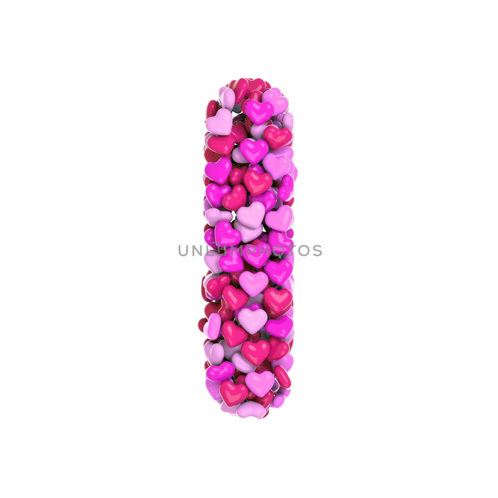 Valentine letter L - Small 3d pink hearts font - Love, passion or wedding concept by chrisroll