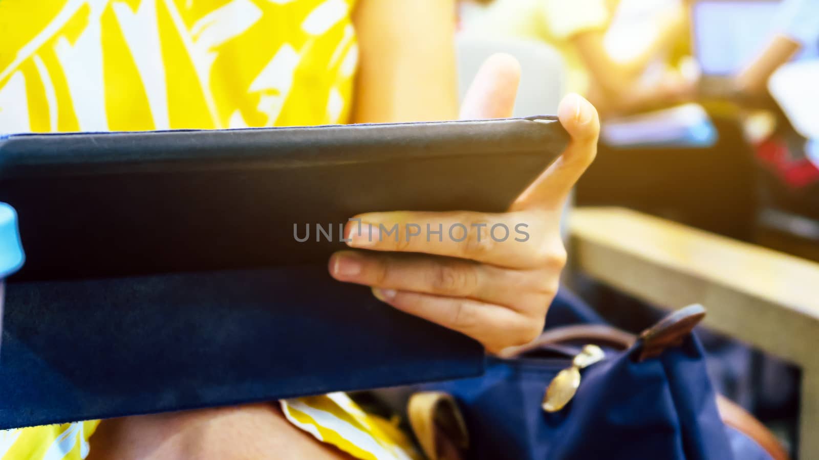 businesswoman using digital tablet
